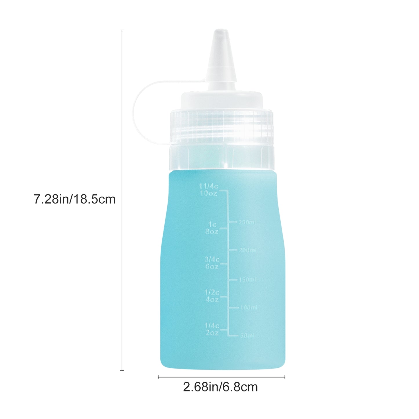 Micebay 12 oz Silicone Condiment Squeeze Bottles, Leak Proof, BPA Free, with Interchangeable Lids, Set of 4 for Oil, Honey, Dressing, Blue