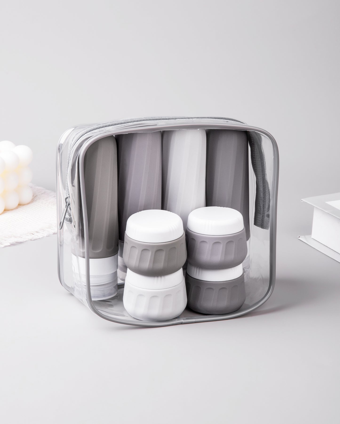 Micebay Travel Bottles for Toiletries 8 Pack, Travel Size Toiletries, Tsa Approved Travel Size Containers 3oz, with Travel Essentials Clear Bag, Leak Proof Silicone Squeezable Creams Jars