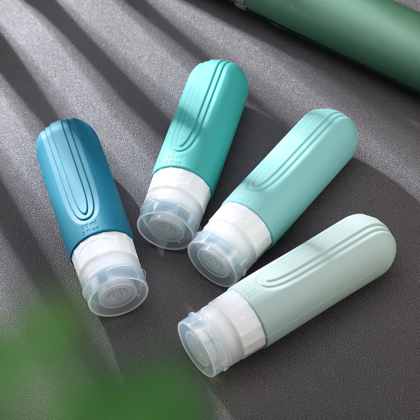 Micebay Leak-Proof 3-oz Silicone Squeezable Travel Bottles for Toiletries, Refillable Travel Size Containers, BPA Free, TSA Approved, Mint, 4 Pack
