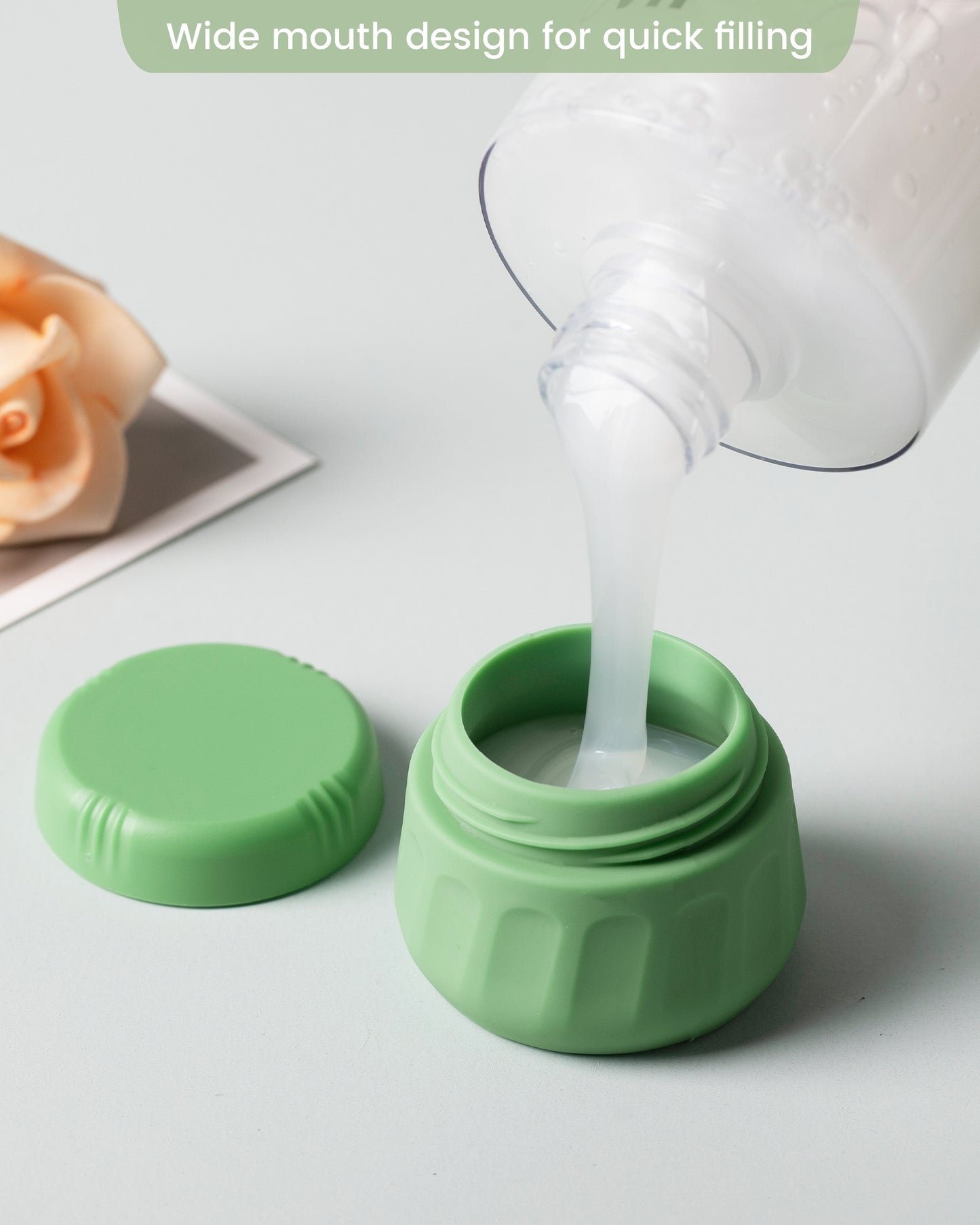 Micebay Travel Containers for Toiletries, Tsa Approved Travel Size Toiletries 4 Pack, with Clear Bag, Leak Proof Silicone Jars