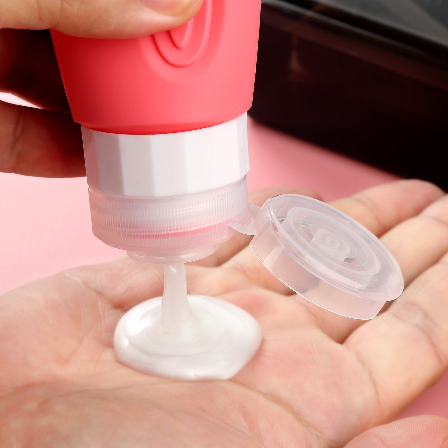 Micebay Leak-Proof 3-oz Silicone Squeezable Travel Bottles for Toiletries, Refillable Travel Size Containers, BPA Free, TSA Approved, Dark-Pureple, 4 Pack
