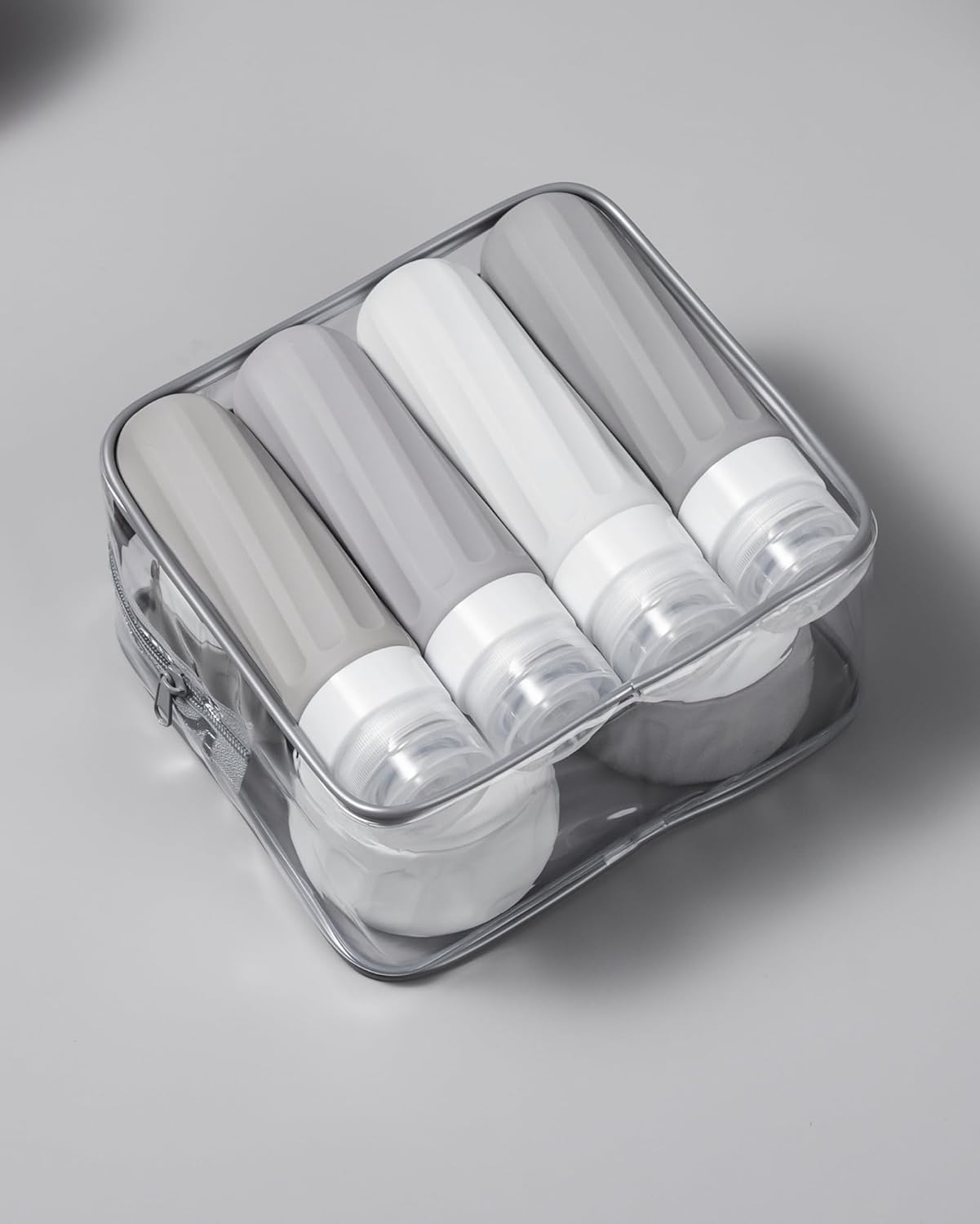 Micebay Travel Bottles for Toiletries 8 Pack, Travel Size Toiletries, Tsa Approved Travel Size Containers 3oz, with Travel Essentials Clear Bag, Leak Proof Silicone Squeezable Creams Jars