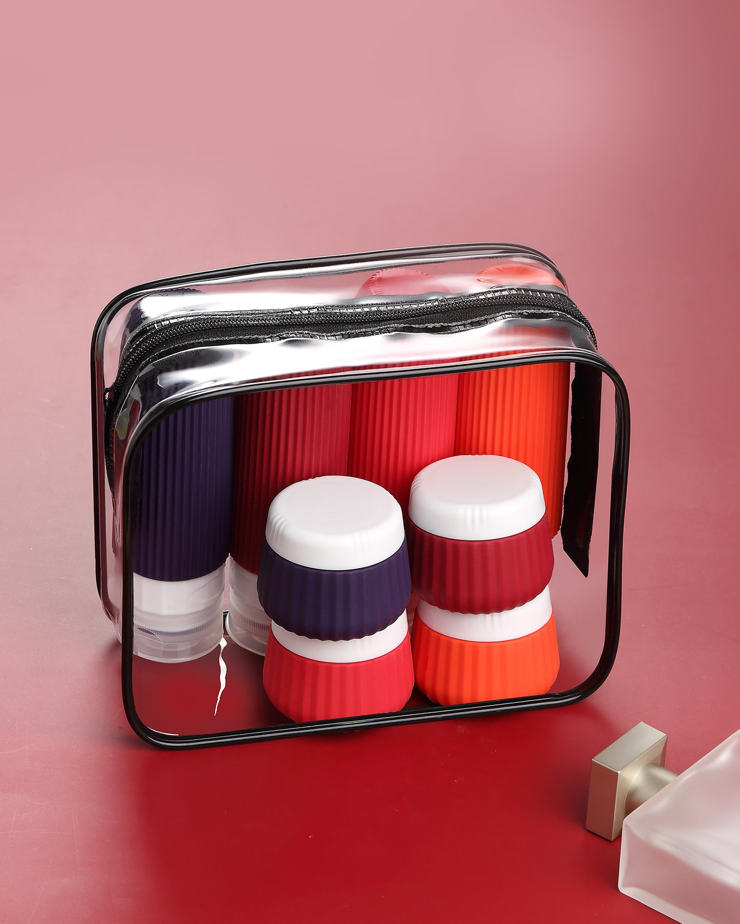 Micebay Travel Bottles - 8 Pack, TSA Approved 3 oz Travel Containers for Toiletries, Clear Bag, Leak Proof Silicone Squeezable Essentials Jars