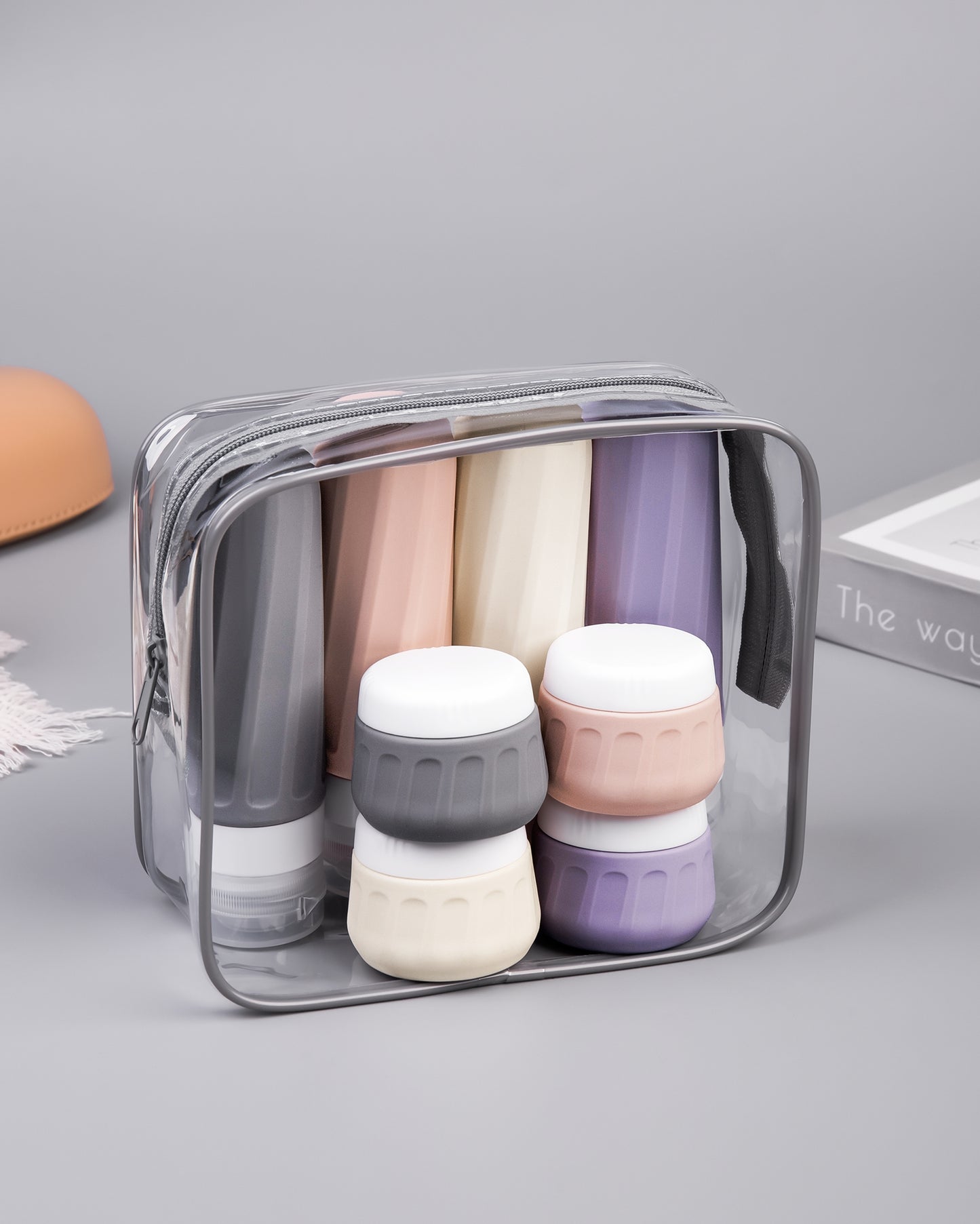 Micebay Travel Bottles for Toiletries 8 Pack, Travel Size Toiletries, Tsa Approved Travel Size Containers 3oz, with Travel Essentials Clear Bag, Leak Proof Silicone Squeezable Creams Jars