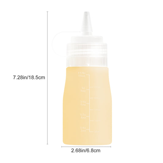 Micebay 12 oz Silicone Condiment Squeeze Bottles, Leak Proof, BPA Free, with Interchangeable Lids, Set of 4 for Oil, Honey, Dressing, Cream