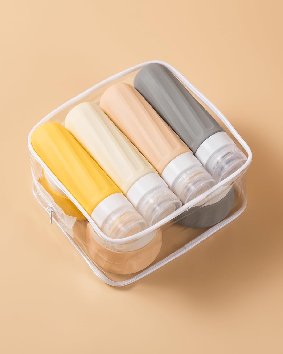 Micebay Travel Bottles for Toiletries 8 Pack, Travel Size Toiletries, Tsa Approved Travel Size Containers 3oz, with Travel Essentials Clear Bag, Leak Proof Silicone Squeezable Creams Jars