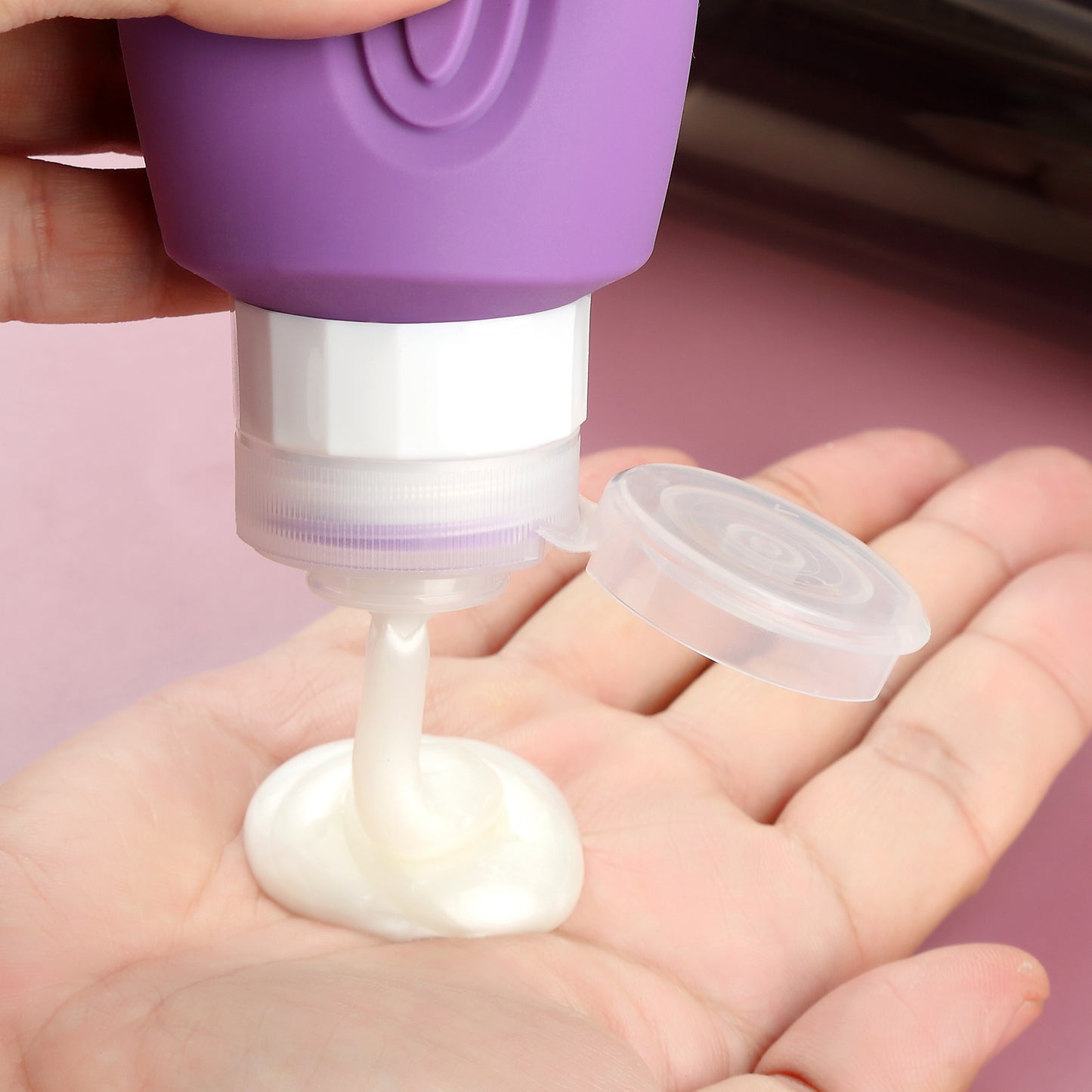 Micebay Leak-Proof 6-oz Silicone Squeezable Travel Bottles for Toiletries, Refillable Travel Size Containers, BPA Free, TSA Approved, Purple, 4 Pack