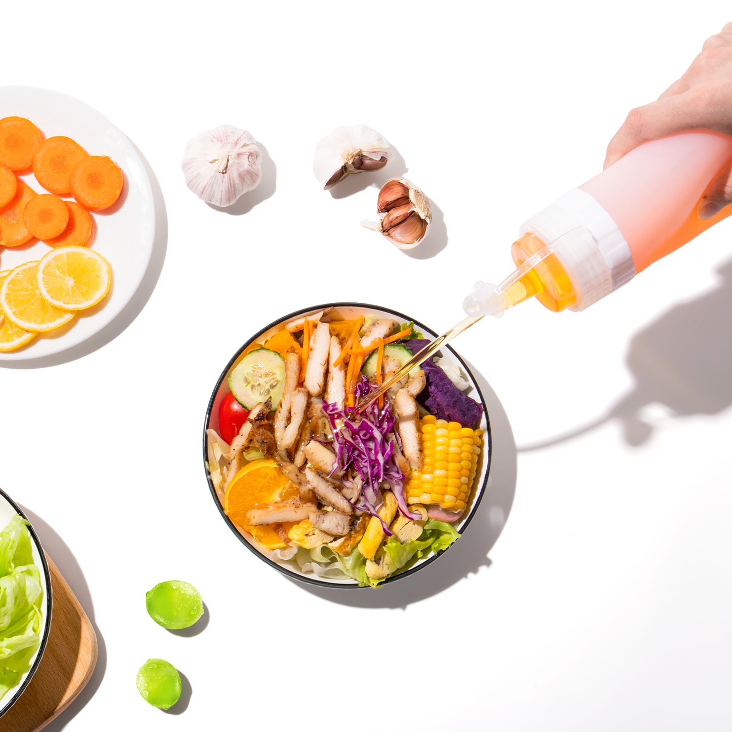 Micebay 16 oz Silicone Condiment Squeeze Bottles, Leak Proof, BPA Free, with Interchangeable Lids, Set of 4 for Oil, Honey, Dressing, Pink