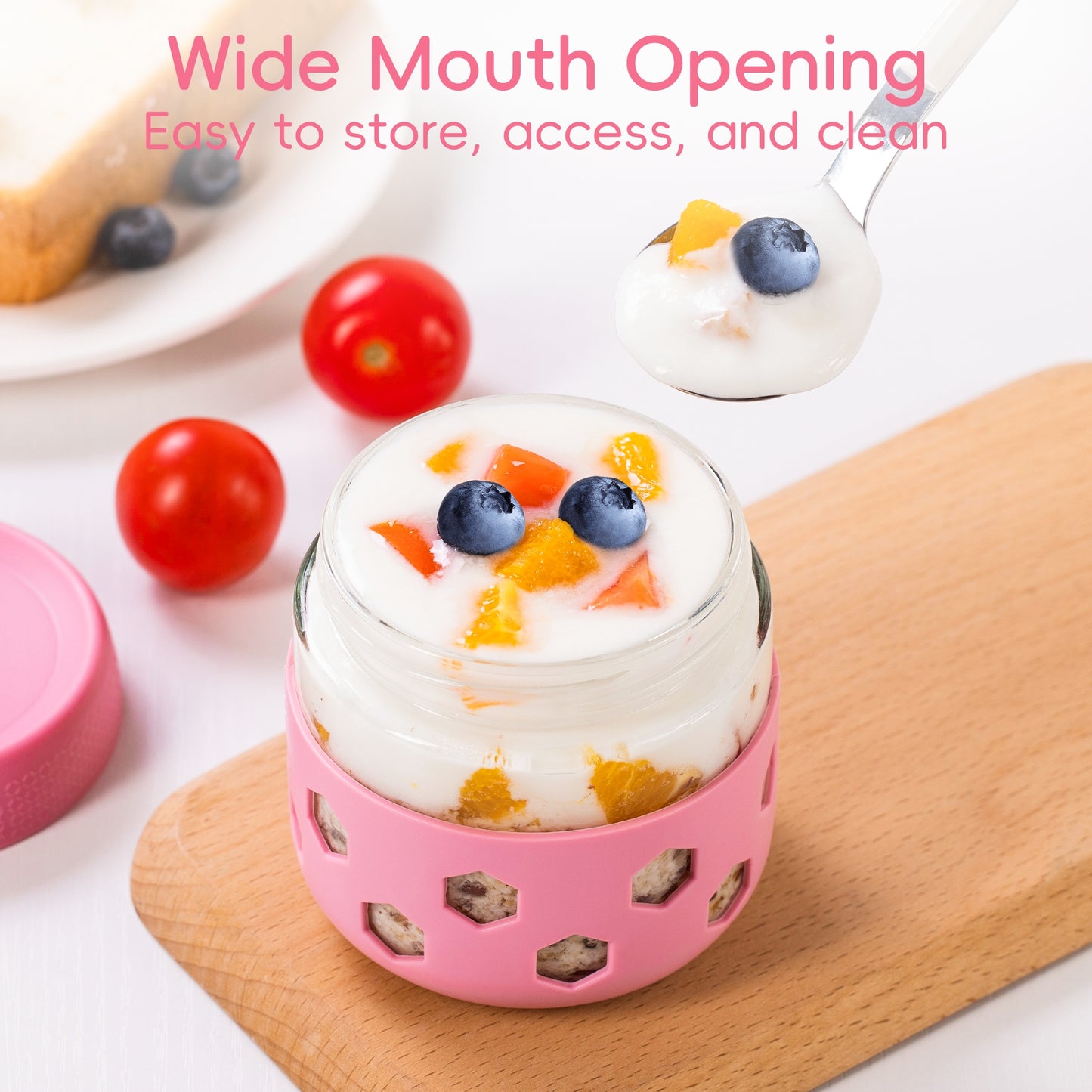 Micebay 6-Pack 10 oz Glass Mason Jars with Silicone Sleeves, Airtight BPA-Free Overnight Oats Containers with Lids, Dishwasher Safe Leak-Proof Meal Prep Jars for Chia Pudding, Yogurt, Snacks