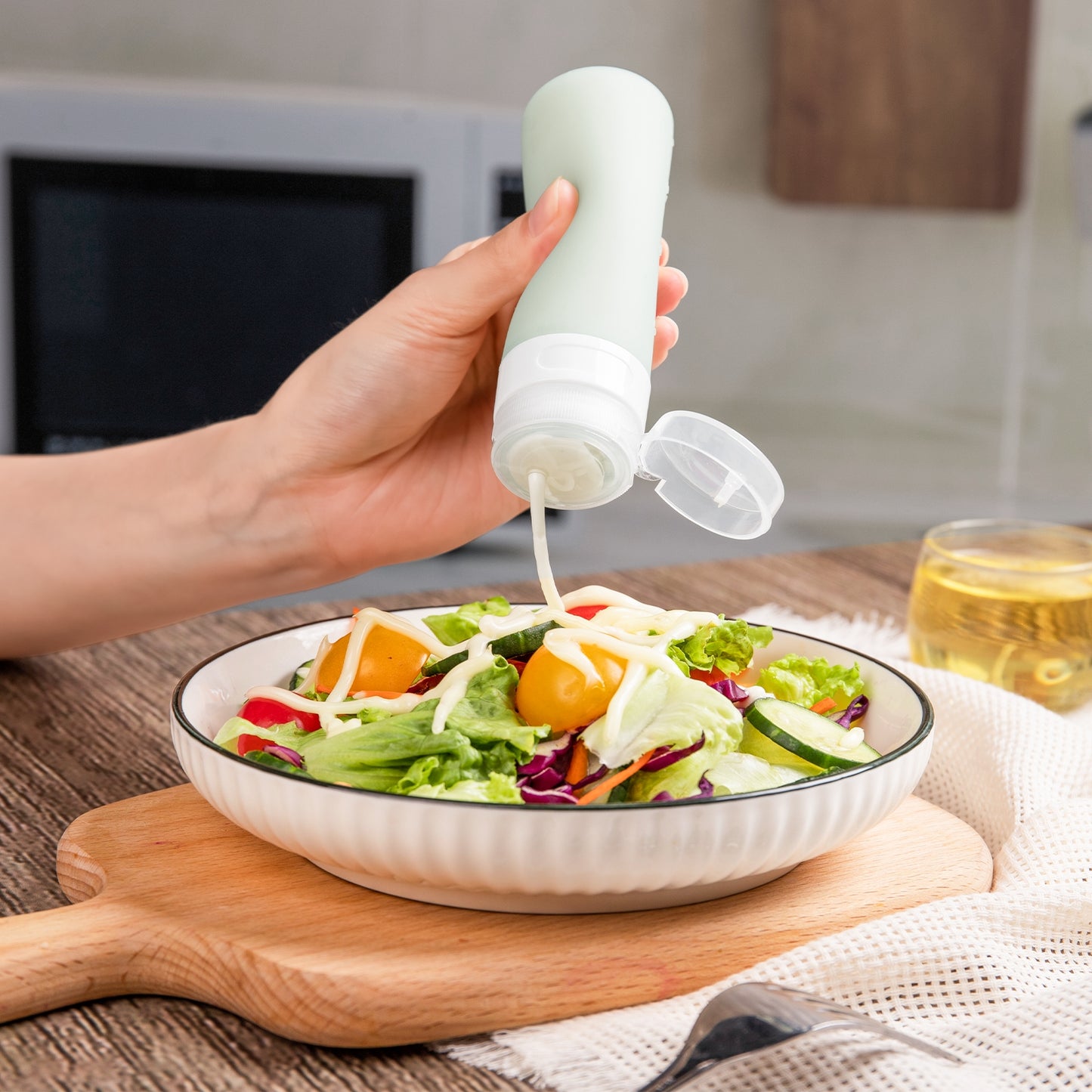 Micebay 3 oz Silicone Condiment Squeeze Bottles, Leakproof Mini Sauce Containers with Reusable Bag, 4-Pack for Meal Prep and Bento Boxes, Candies