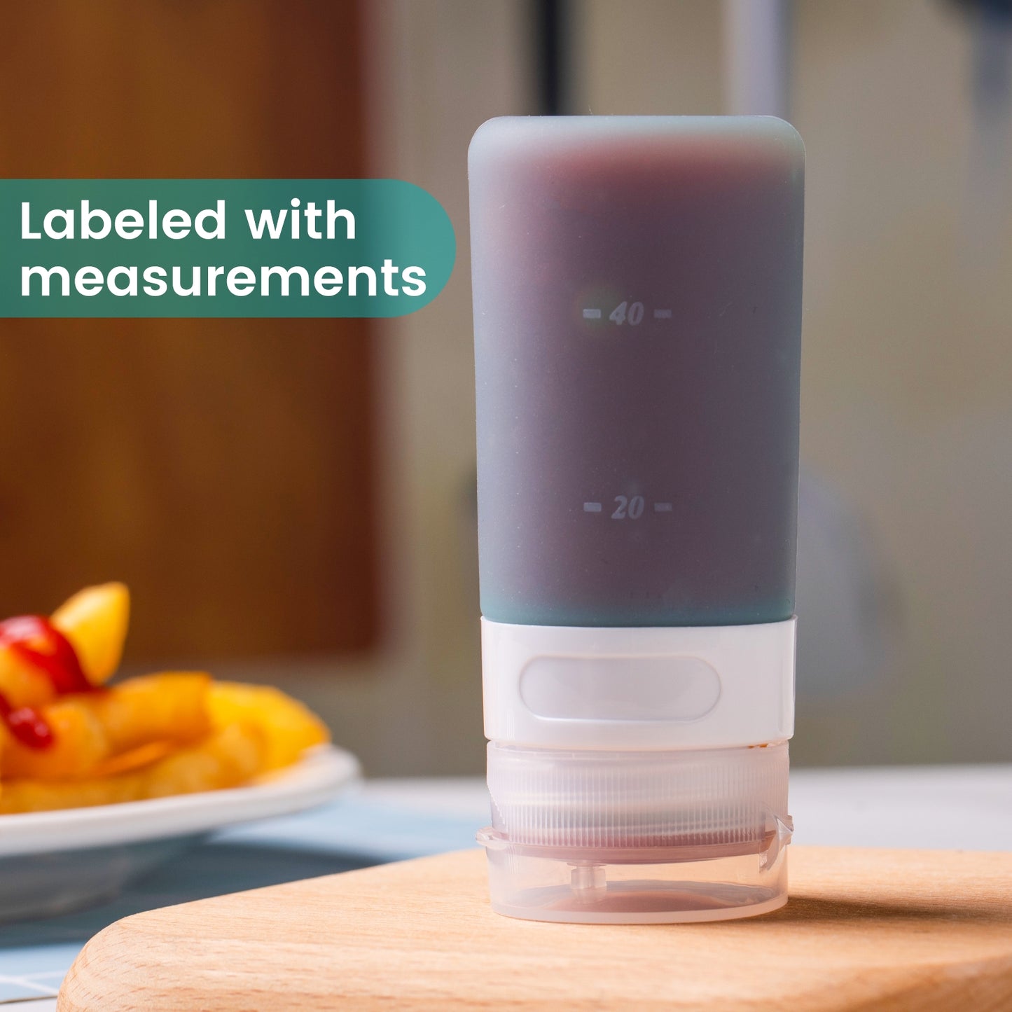 Micebay 2 oz Silicone Condiment Squeeze Bottles, Leakproof Mini Sauce Containers with Reusable Bag, 4-Pack for Meal Prep and Bento Boxes, Mint