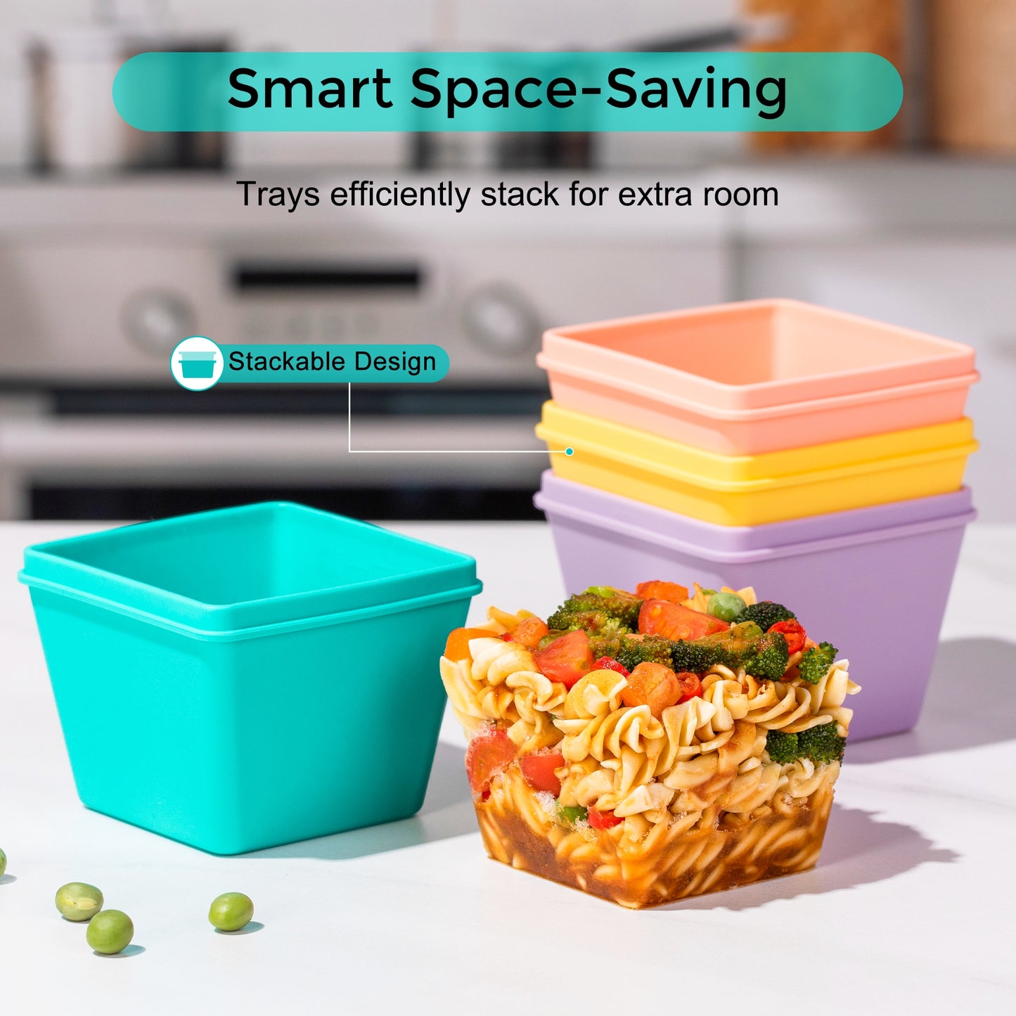 Micebay 1-Cup Silicone Freezer Molds with Lids, Individual 4-Pack Portion Soup Cubes Freezer Trays for Food Storage, Oven & Dishwasher Safe, BPA-Free, Silicone Freezer Containers for Meal Prep