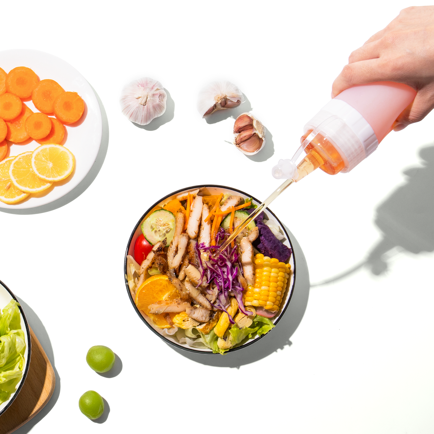 Micebay 12 oz Silicone Condiment Squeeze Bottles, Leak Proof, BPA Free, with Interchangeable Lids, Set of 4 for Oil, Honey, Dressing, Pink