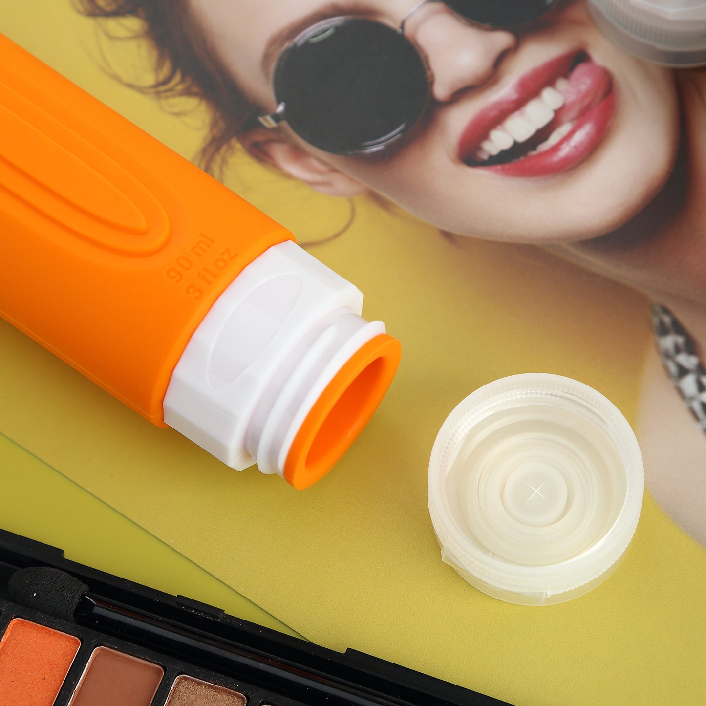 Micebay Leak-Proof 3-oz Silicone Squeezable Travel Bottles for Toiletries, Refillable Travel Size Containers, BPA Free, TSA Approved, Orange, 4 Pack