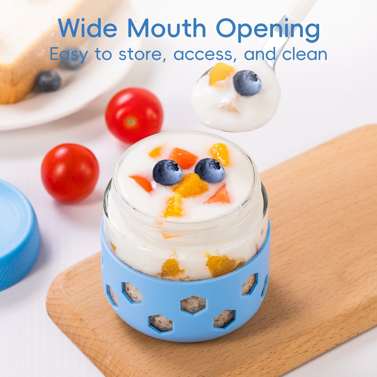 Micebay 6-Pack 10 oz Glass Mason Jars with Silicone Sleeves, Airtight BPA-Free Overnight Oats Containers with Lids, Dishwasher Safe Leak-Proof Meal Prep Jars for Chia Pudding, Yogurt, Snacks