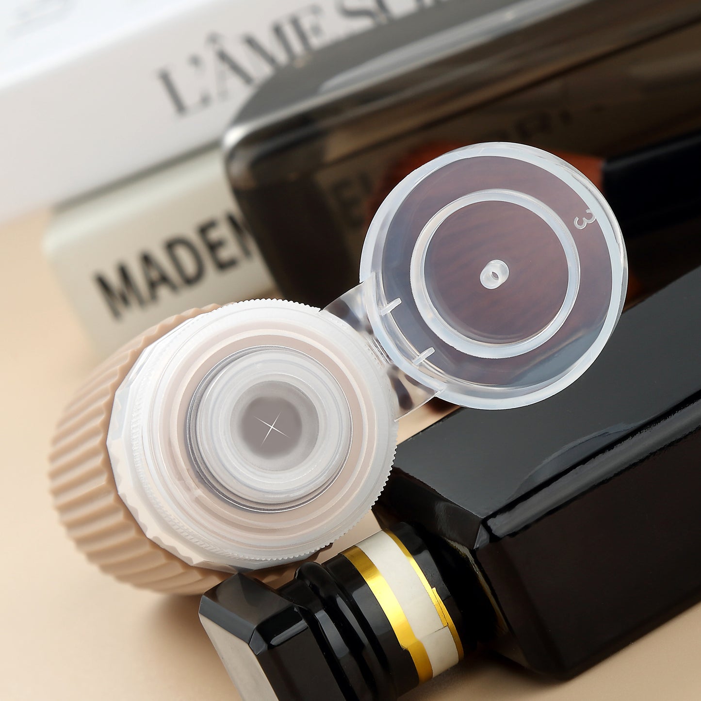 Micebay 6oz Silicone Travel Bottles, Leak Proof Toiletry Containers for Shampoo, Conditioner & Lotion, Apricot