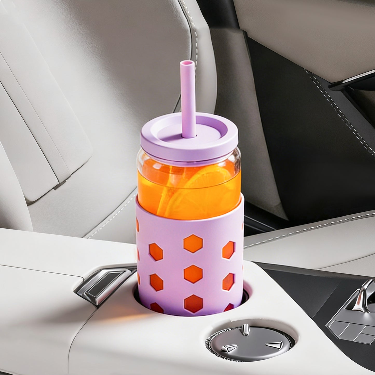 Micebay 20 oz Glass Cups With Lids and Straws, 4-Pack Iced Coffee Cup - Smoothie Cup With Silicone Lid and Sleeve for Coffee Bar Accessory, Cute Drinking Glasses Set Reusable Glass Tumbler for Gifts