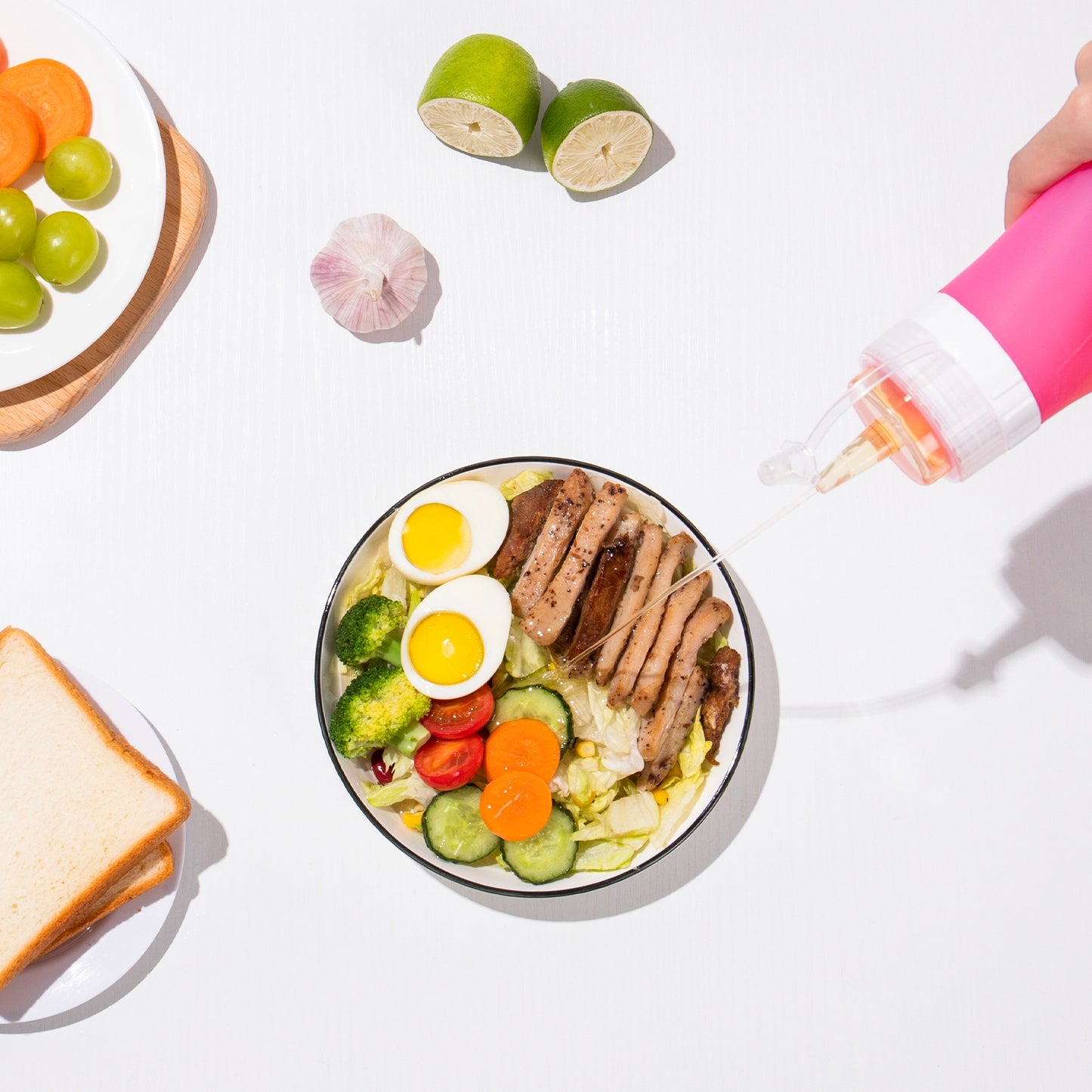 Micebay 16 oz Silicone Condiment Squeeze Bottles, Leak Proof, BPA Free, with Interchangeable Lids, Set of 4 for Oil, Honey, Dressing, Purple