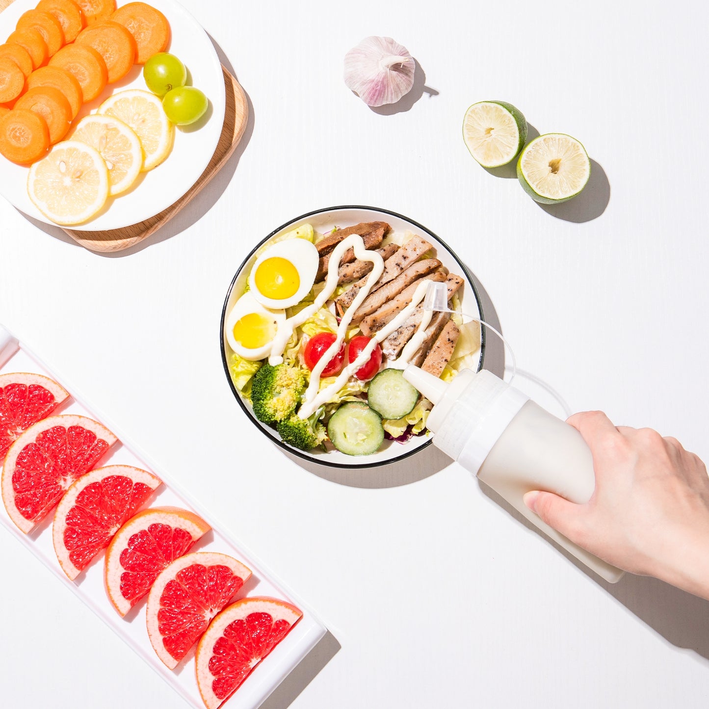 Micebay 12 oz Silicone Condiment Squeeze Bottles, Leak Proof, BPA Free, with Interchangeable Lids, Set of 4 for Oil, Honey, Dressing, Grey