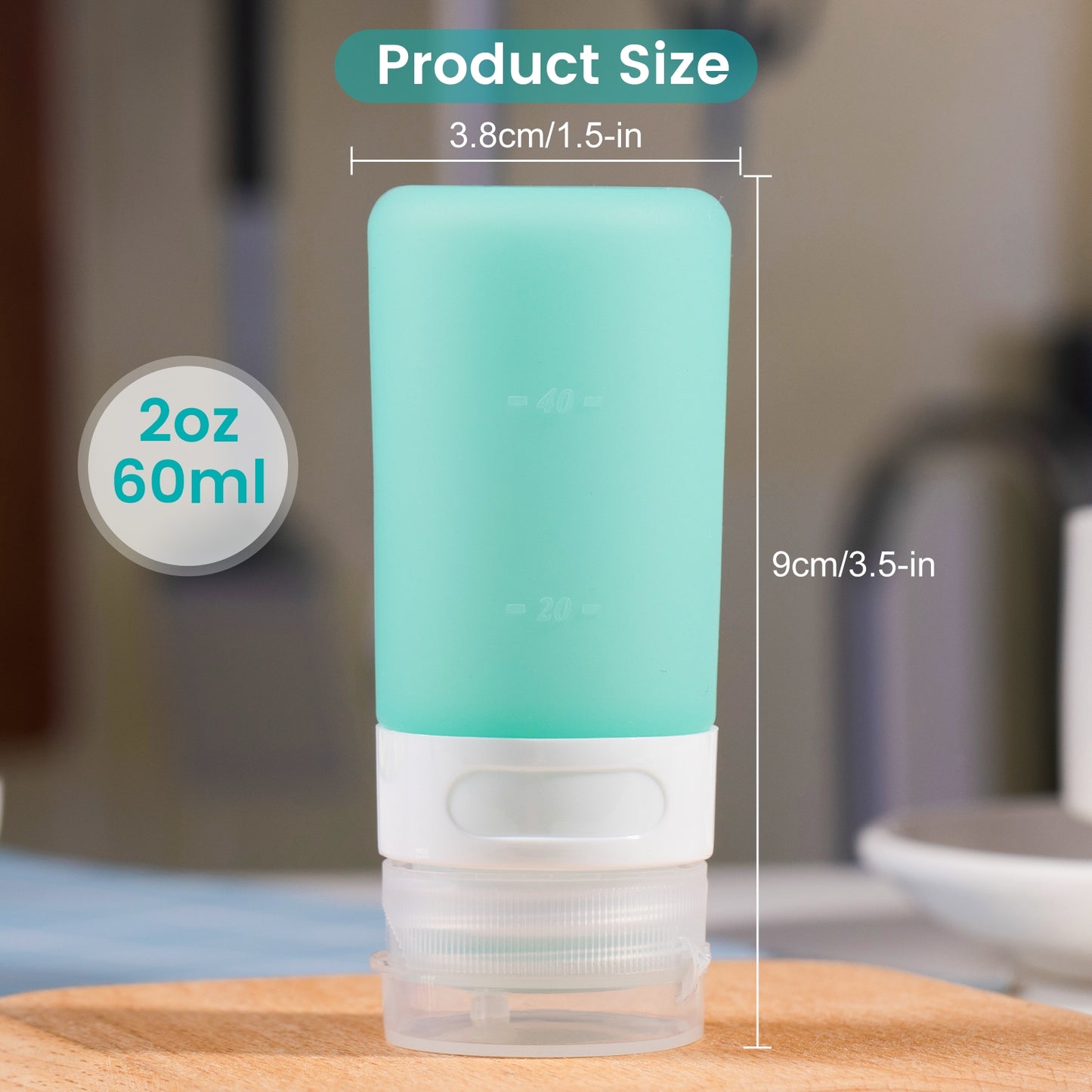 Micebay 2 oz Silicone Condiment Squeeze Bottles, Leakproof Mini Sauce Containers with Reusable Bag, 4-Pack for Meal Prep and Bento Boxes, Mint