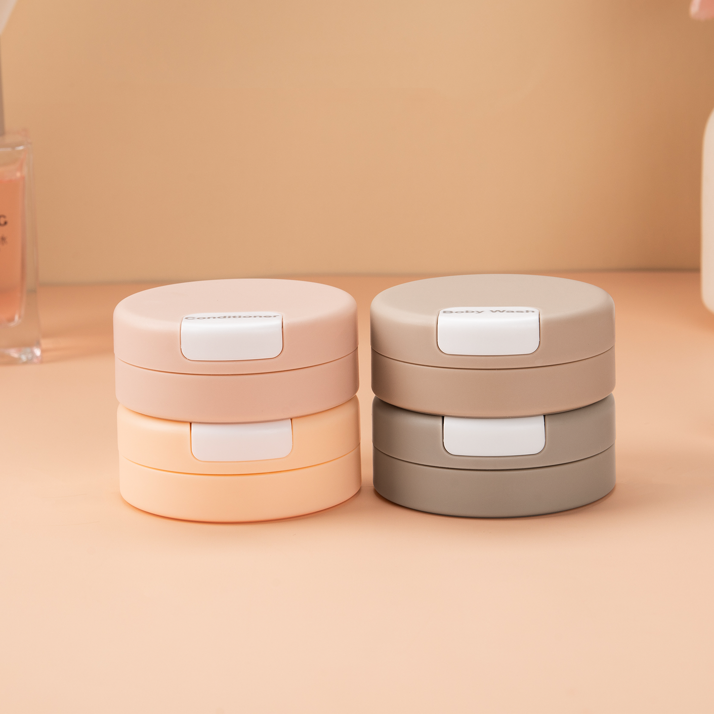 Micebay Travel Containers for Toiletries, Silicone Cream Jars TSA Approved Travel Size Containers with Clear Bag, Leak-proof Travel Accessories with Lid for Cosmetic Face Body Hand Cream (4 Pack)