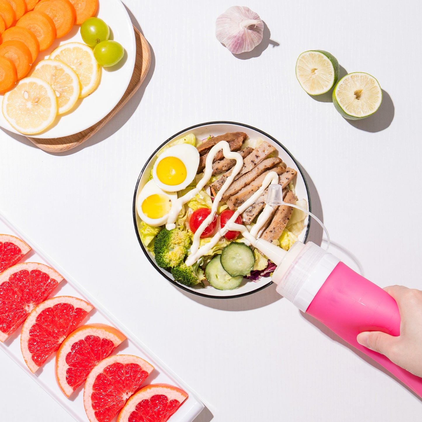 Micebay 16 oz Silicone Condiment Squeeze Bottles, Leak Proof, BPA Free, with Interchangeable Lids, Set of 4 for Oil, Honey, Dressing, Purple