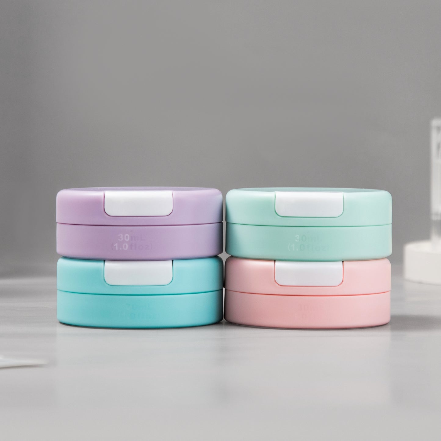 Micebay Travel Containers for Toiletries, Silicone Cream Jars TSA Approved Travel Size Containers with Clear Bag, Leak-proof Travel Accessories with Lid for Cosmetic Face Body Hand Cream (4 Pack)