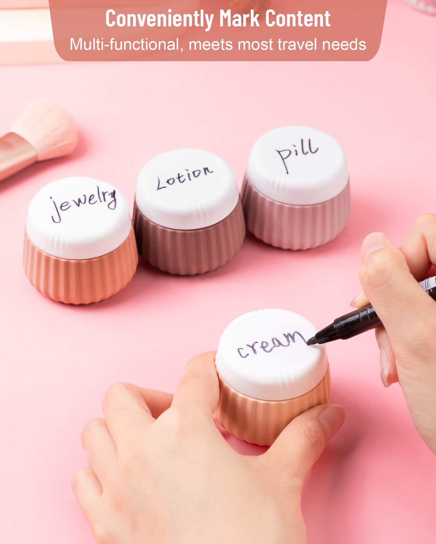 Micebay Travel Containers for Toiletries 4 Pack, TSA Approved Travel Size Toiletries, Portable Size Containers, With Clear Bag Leak Proof Silicone Jars, Essentials Creams Jars Carrying Small Items