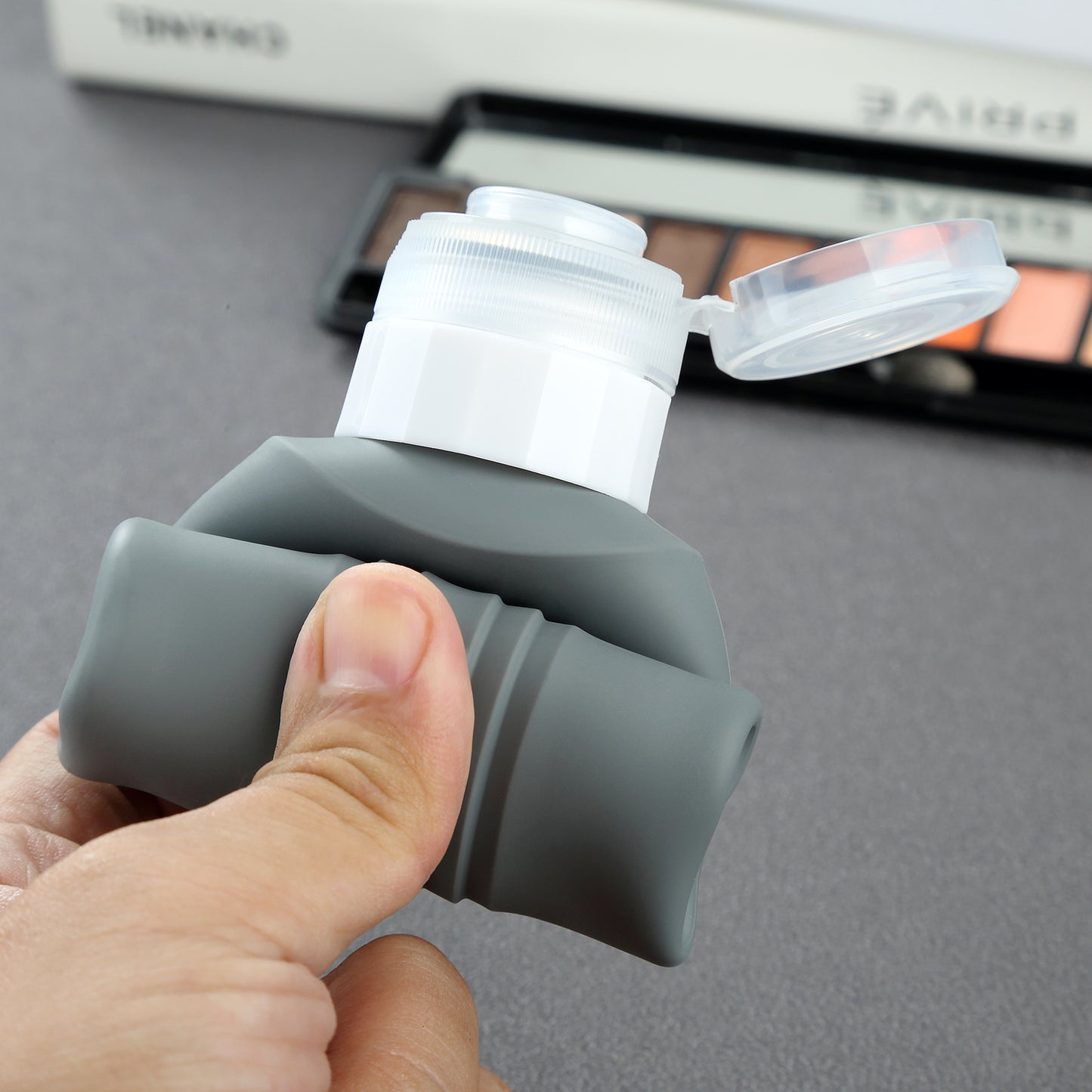 Micebay Leak-Proof 6-oz Silicone Squeezable Travel Bottles for Toiletries, Refillable Travel Size Containers, BPA Free, TSA Approved, Gray, 4 Pack