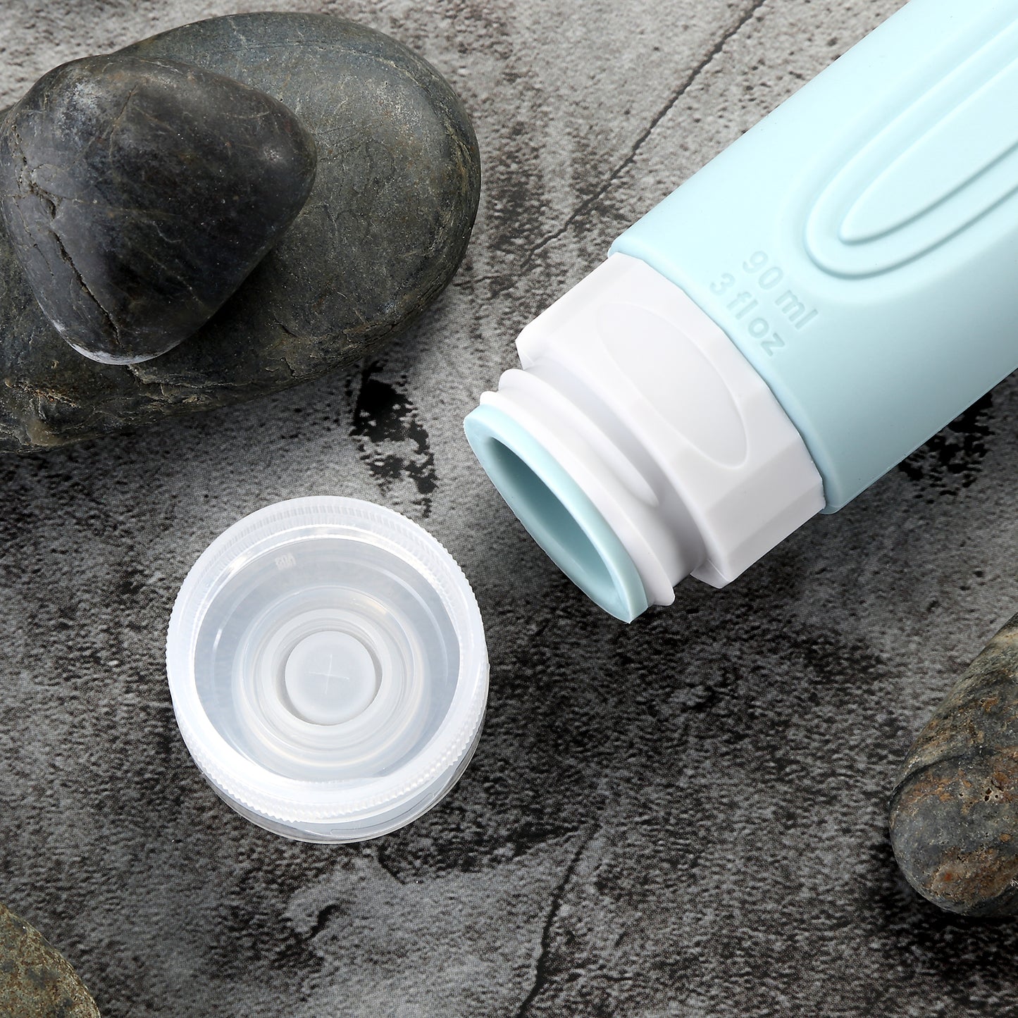 Micebay Leak-Proof 3oz Silicone Squeezable Travel Bottles for Toiletries, Refillable Travel Size Containers for Lotion, BPA Free, TSA Approved, Gray, 4 Pack