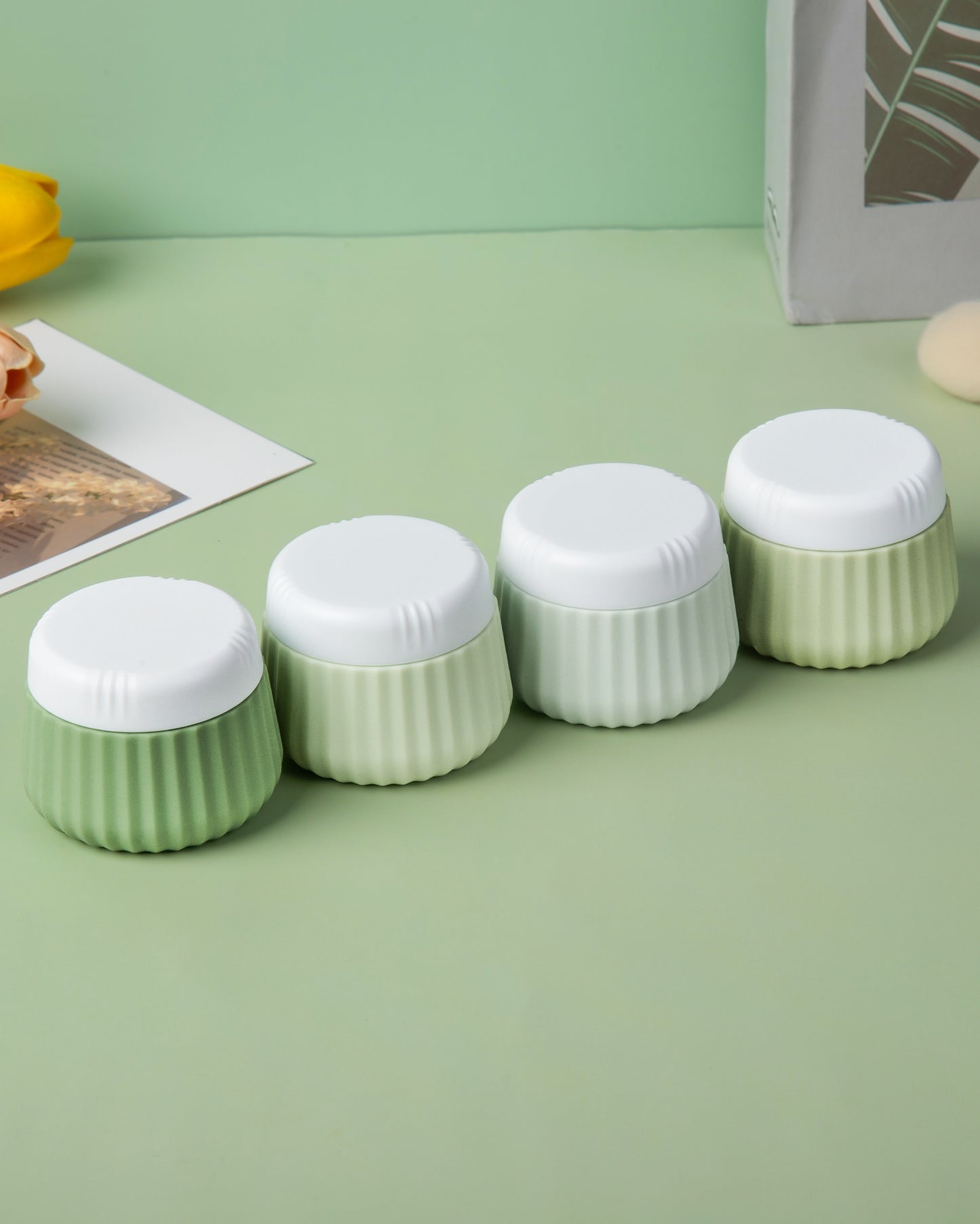 Micebay Travel Containers for Toiletries 4 Pack, TSA Approved Travel Size Toiletries, Portable Size Containers, With Clear Bag Leak Proof Silicone Jars, Essentials Creams Jars Carrying Small Items