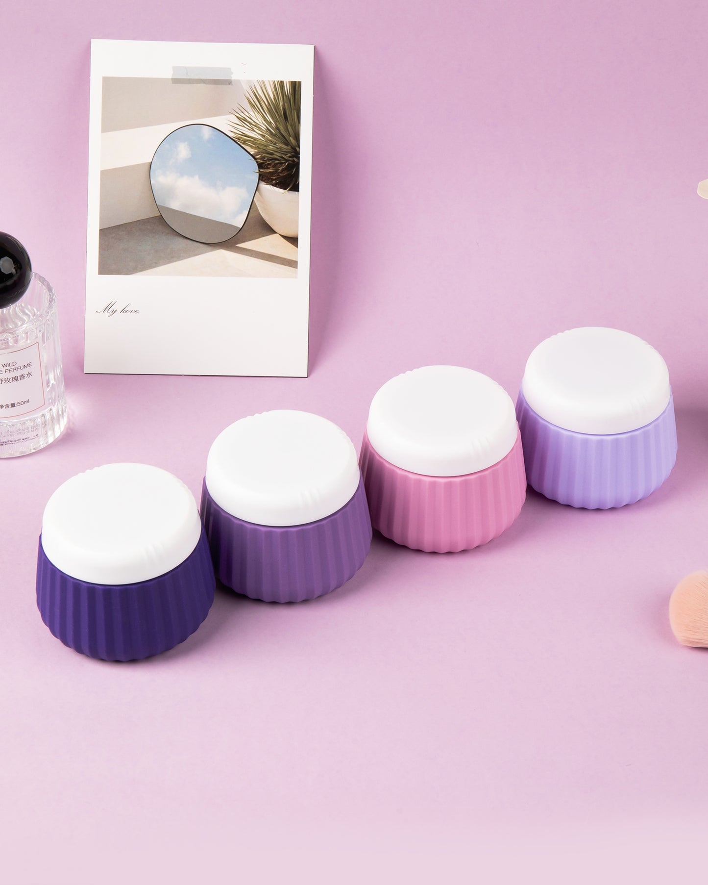 Micebay Travel Containers for Toiletries 4 Pack, TSA Approved Travel Size Toiletries, Travel Size Containers, With Clear Bag Leak Proof Silicone Jars, Travel Essentials Creams Jars Carrying Small Item
