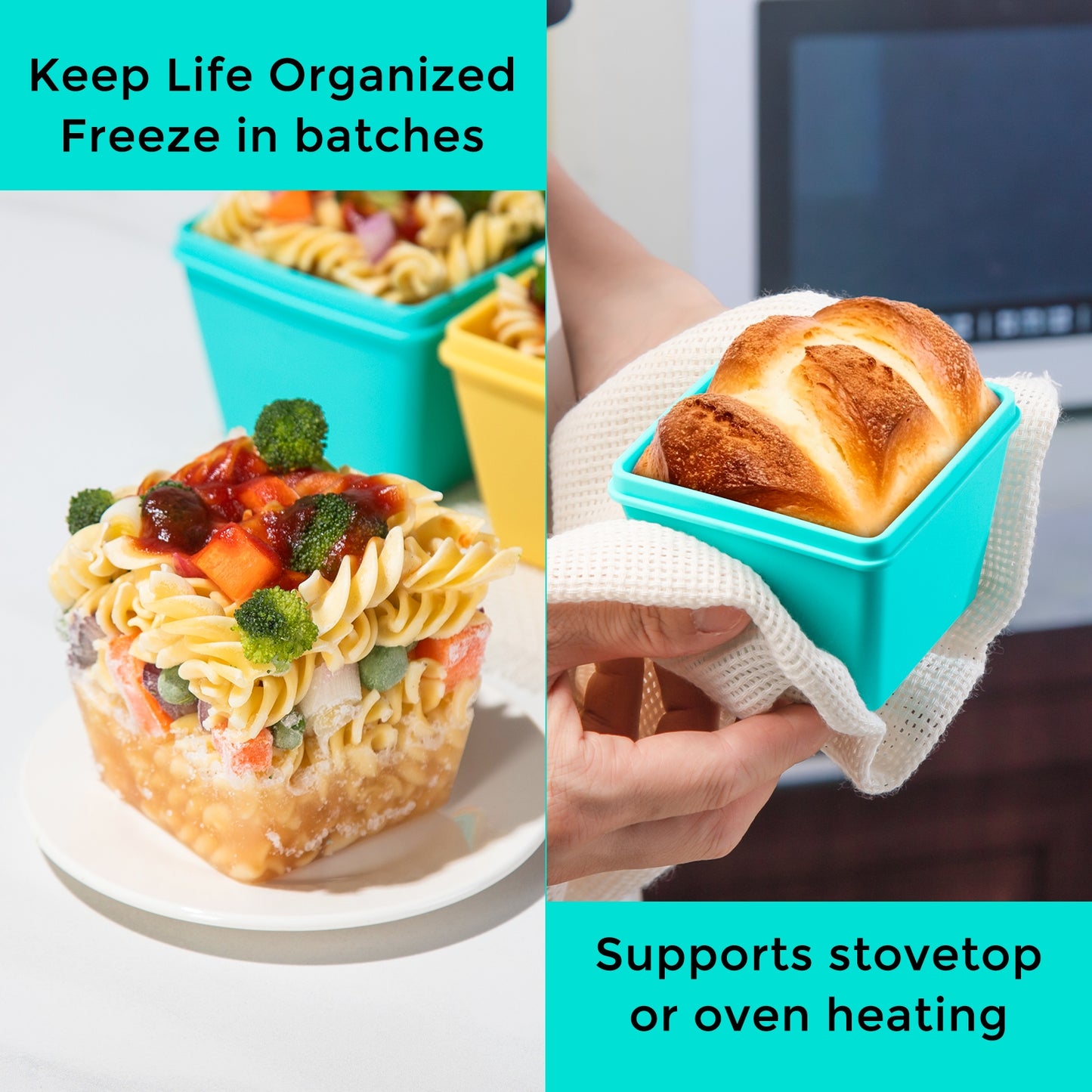 Micebay 1-Cup Silicone Freezer Molds with Lids, Individual 4-Pack Portion Soup Cubes Freezer Trays for Food Storage, Oven & Dishwasher Safe, BPA-Free, Silicone Freezer Containers for Meal Prep