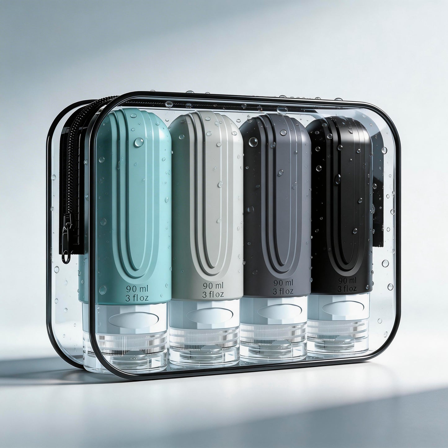 Micebay Leak-Proof 3oz Silicone Squeezable Travel Bottles for Toiletries, Refillable Travel Size Containers for Lotion, BPA Free, TSA Approved, Gray, 4 Pack