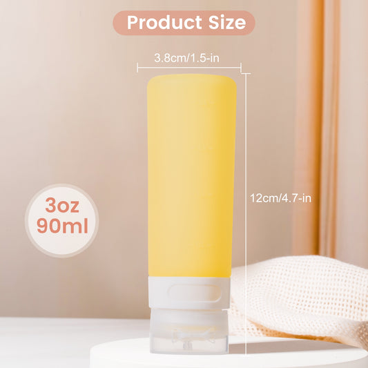 Micebay 3 oz Silicone Condiment Squeeze Bottles, Leakproof Mini Sauce Containers with Reusable Bag, 4-Pack for Meal Prep and Bento Boxes, Candies