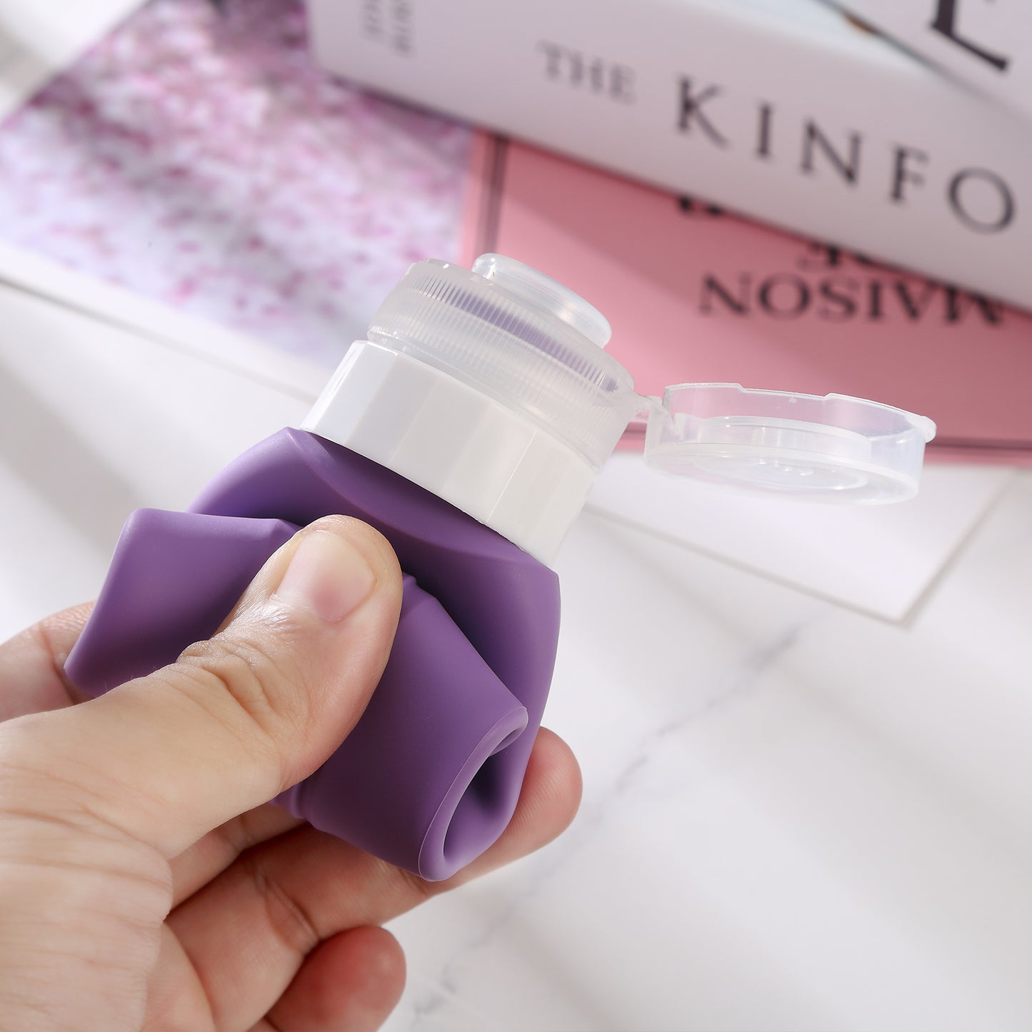 Micebay Leak-Proof 3-oz Silicone Squeezable Travel Bottles for Toiletries, Refillable Travel Size Containers, BPA Free, TSA Approved, Purple, 4 Pack