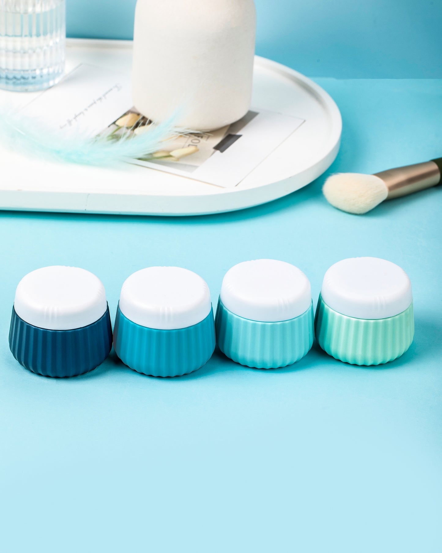 Micebay Travel Containers for Toiletries 4 Pack, TSA Approved Travel Size Toiletries, Portable Size Containers, With Clear Bag Leak Proof Silicone Jars, Essentials Creams Jars Carrying Small Items