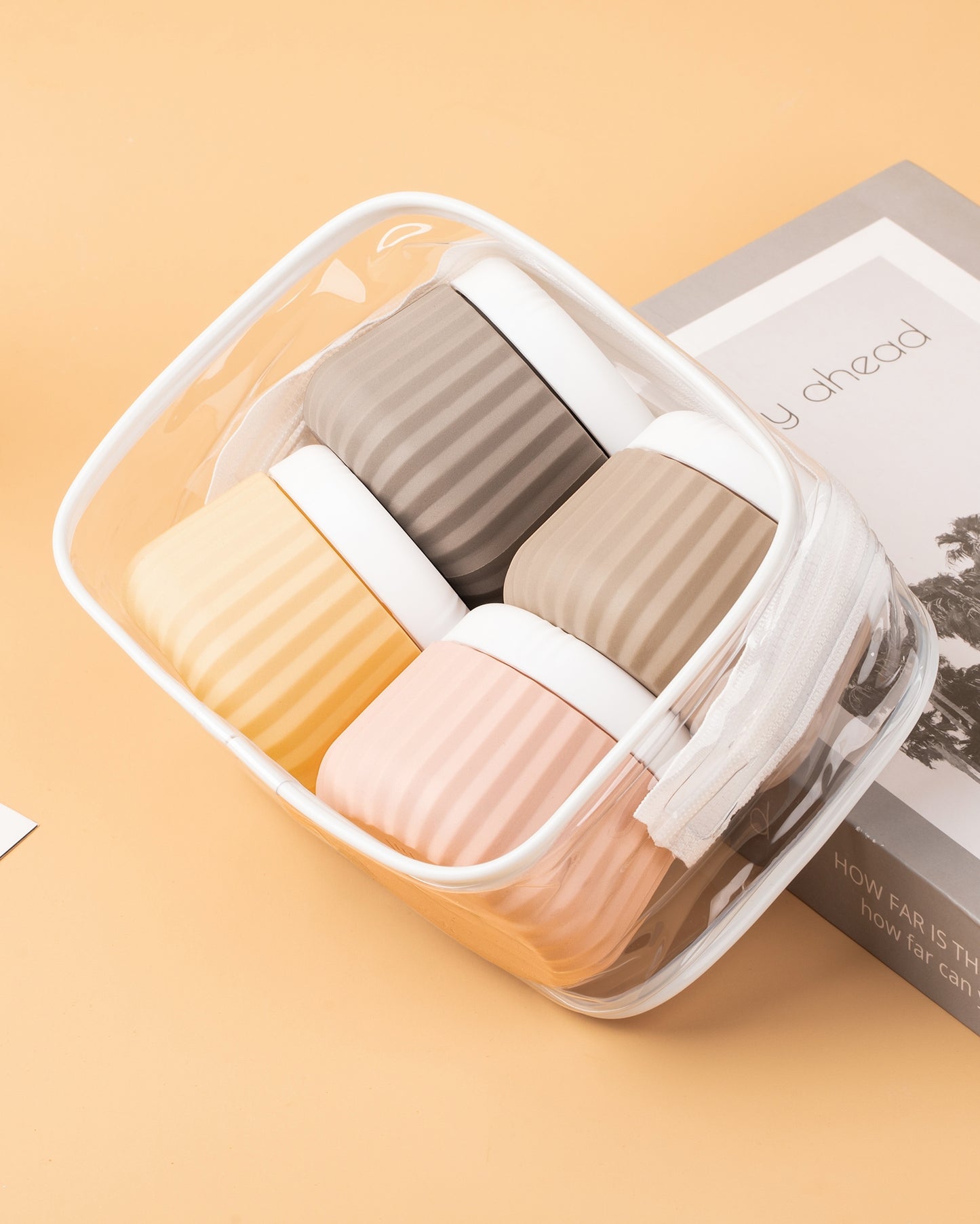 Micebay Travel Containers for Toiletries 4 Pack, TSA Approved Travel Size Toiletries, Portable Size Containers, With Clear Bag Leak Proof Silicone Jars, Essentials Creams Jars Carrying Small Items