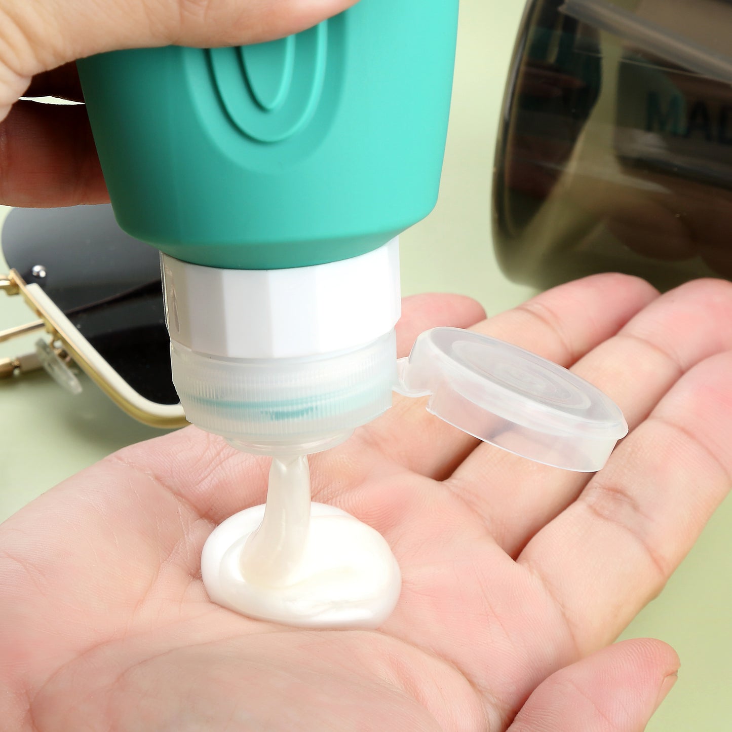 Micebay Leak-Proof 6-oz Silicone Squeezable Travel Bottles for Toiletries, Refillable Travel Size Containers, BPA Free, TSA Approved, Mint, 4 Pack