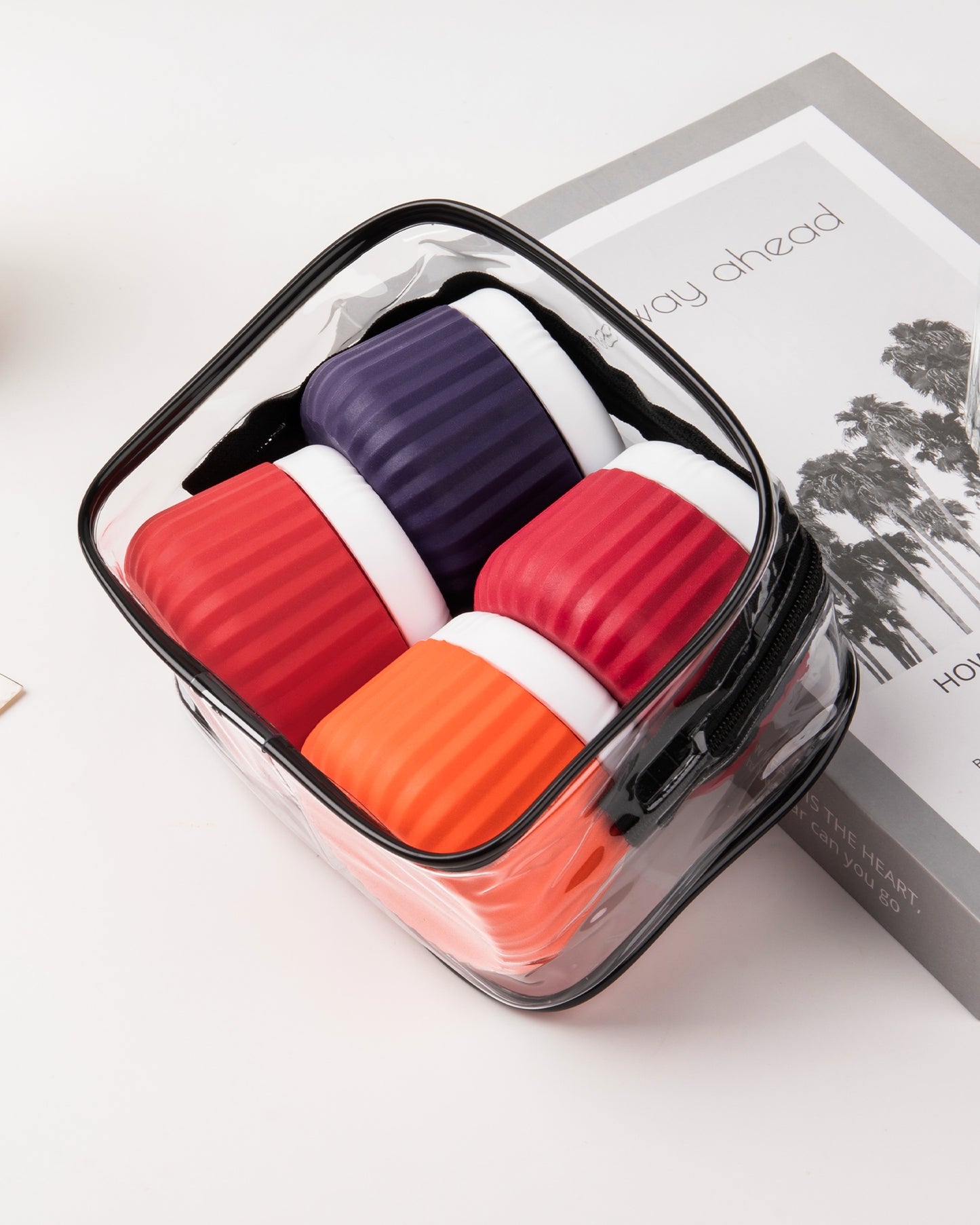 Micebay Travel Containers for Toiletries 4 Pack, TSA Approved Travel Size Toiletries, Portable Size Containers, With Clear Bag Leak Proof Silicone Jars, Essentials Creams Jars Carrying Small Items