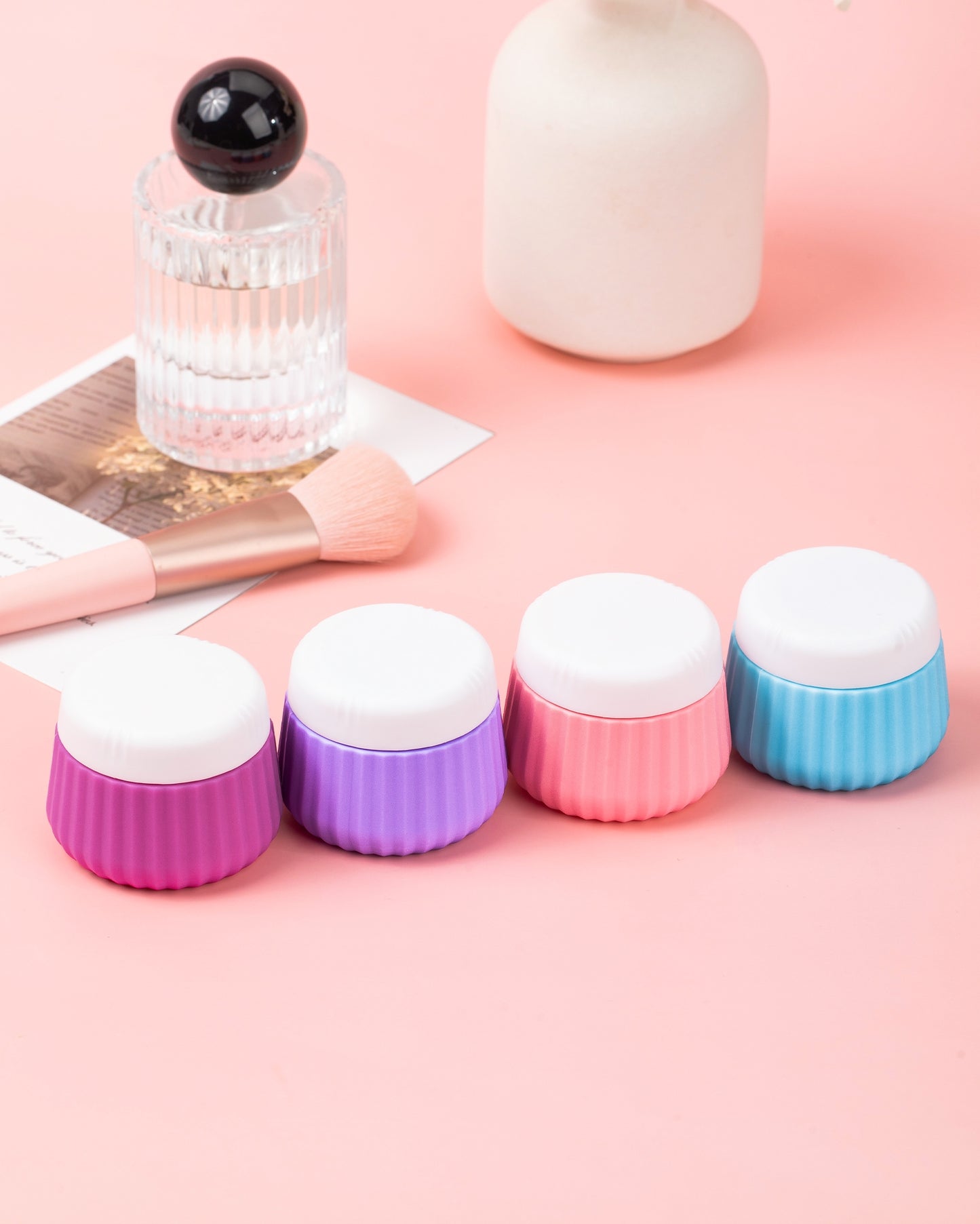 Micebay Travel Containers for Toiletries 4 Pack, TSA Approved Travel Size Toiletries, Portable Size Containers, With Clear Bag Leak Proof Silicone Jars, Essentials Creams Jars Carrying Small Items