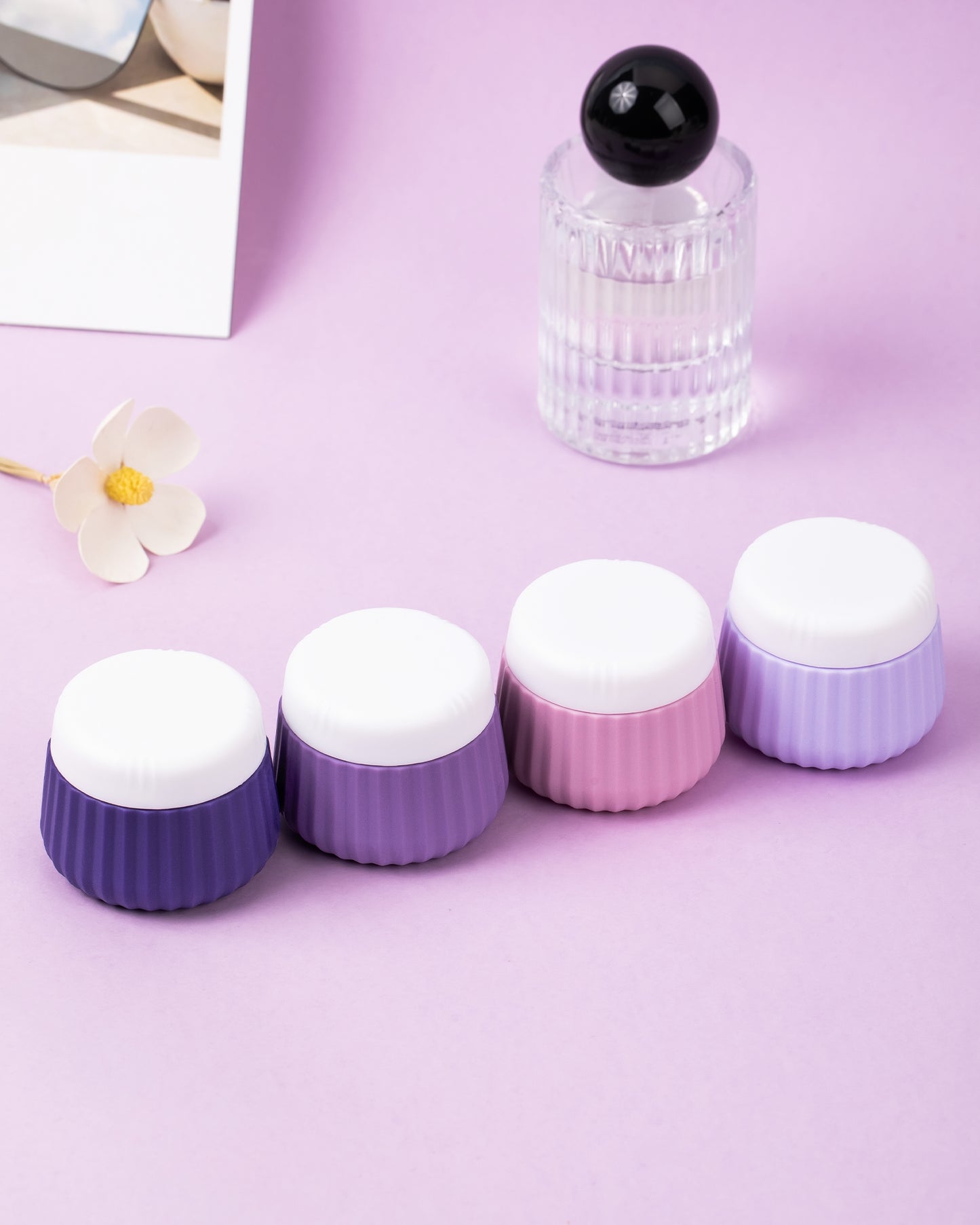 Micebay Travel Containers for Toiletries 4 Pack, TSA Approved Travel Size Toiletries, Portable Size Containers, With Clear Bag Leak Proof Silicone Jars, Essentials Creams Jars Carrying Small Items