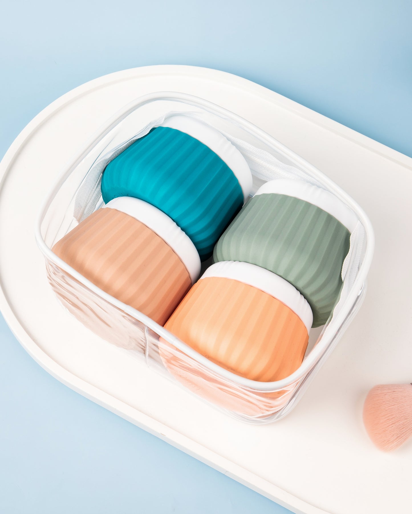 Micebay Travel Containers for Toiletries 4 Pack, TSA Approved Travel Size Toiletries, Travel Size Containers, With Clear Bag Leak Proof Silicone Jars, Travel Essentials Creams Jars Carrying Small Item