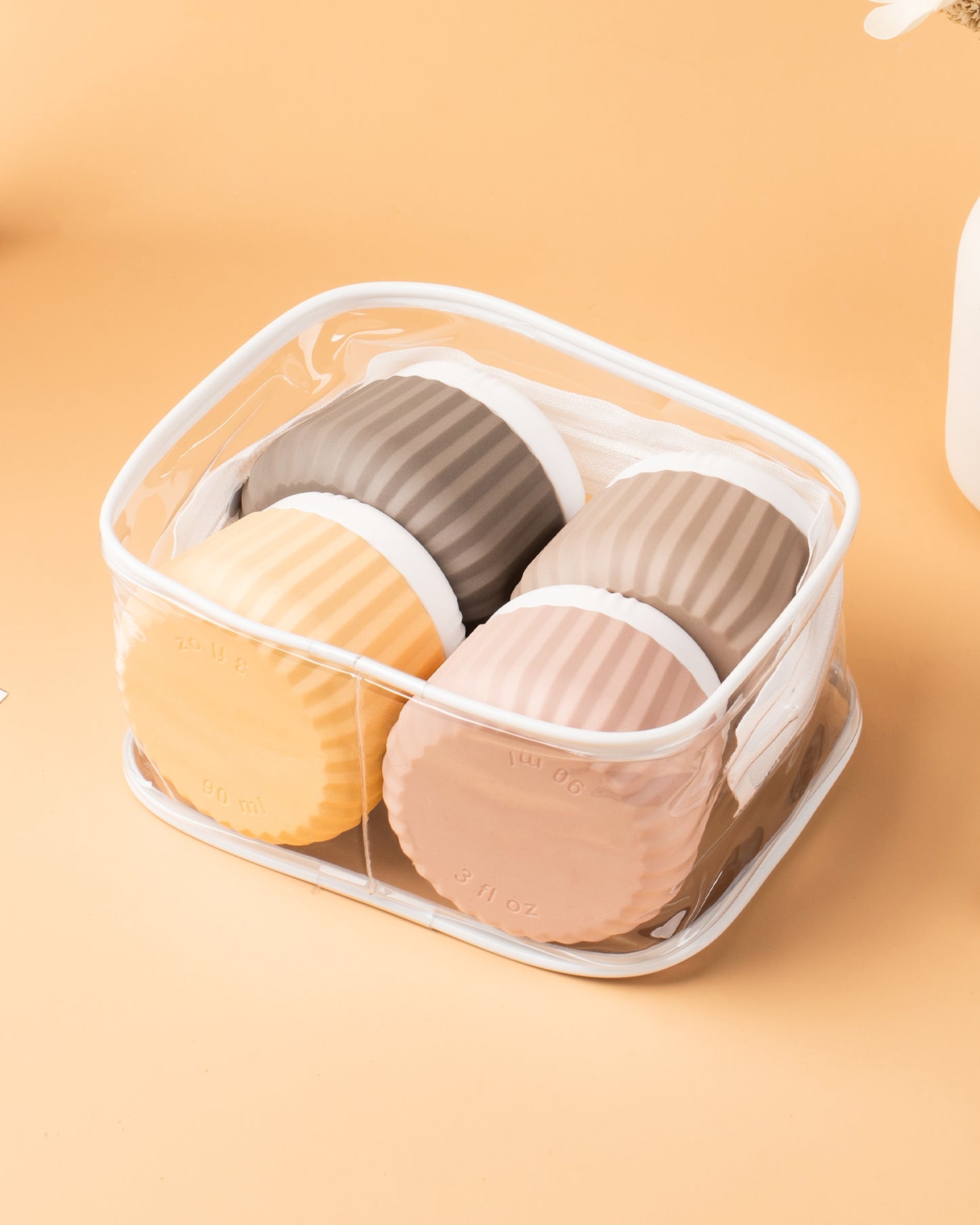 Micebay Travel Containers for Toiletries 4 Pack, TSA Approved Travel Size Toiletries, Portable Size Containers, With Clear Bag Leak Proof Silicone Jars, Essentials Creams Jars Carrying Small Items