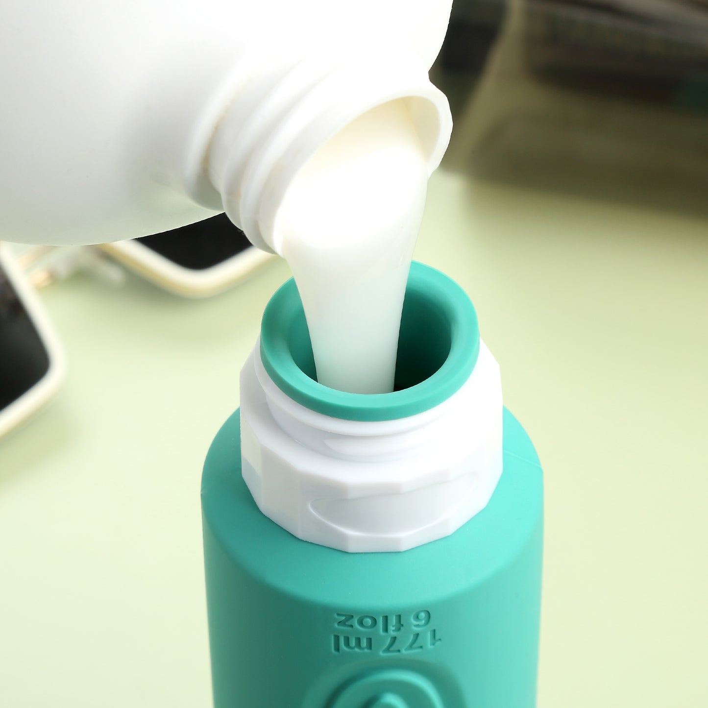 Micebay Leak-Proof 6-oz Silicone Squeezable Travel Bottles for Toiletries, Refillable Travel Size Containers, BPA Free, TSA Approved, Mint, 4 Pack