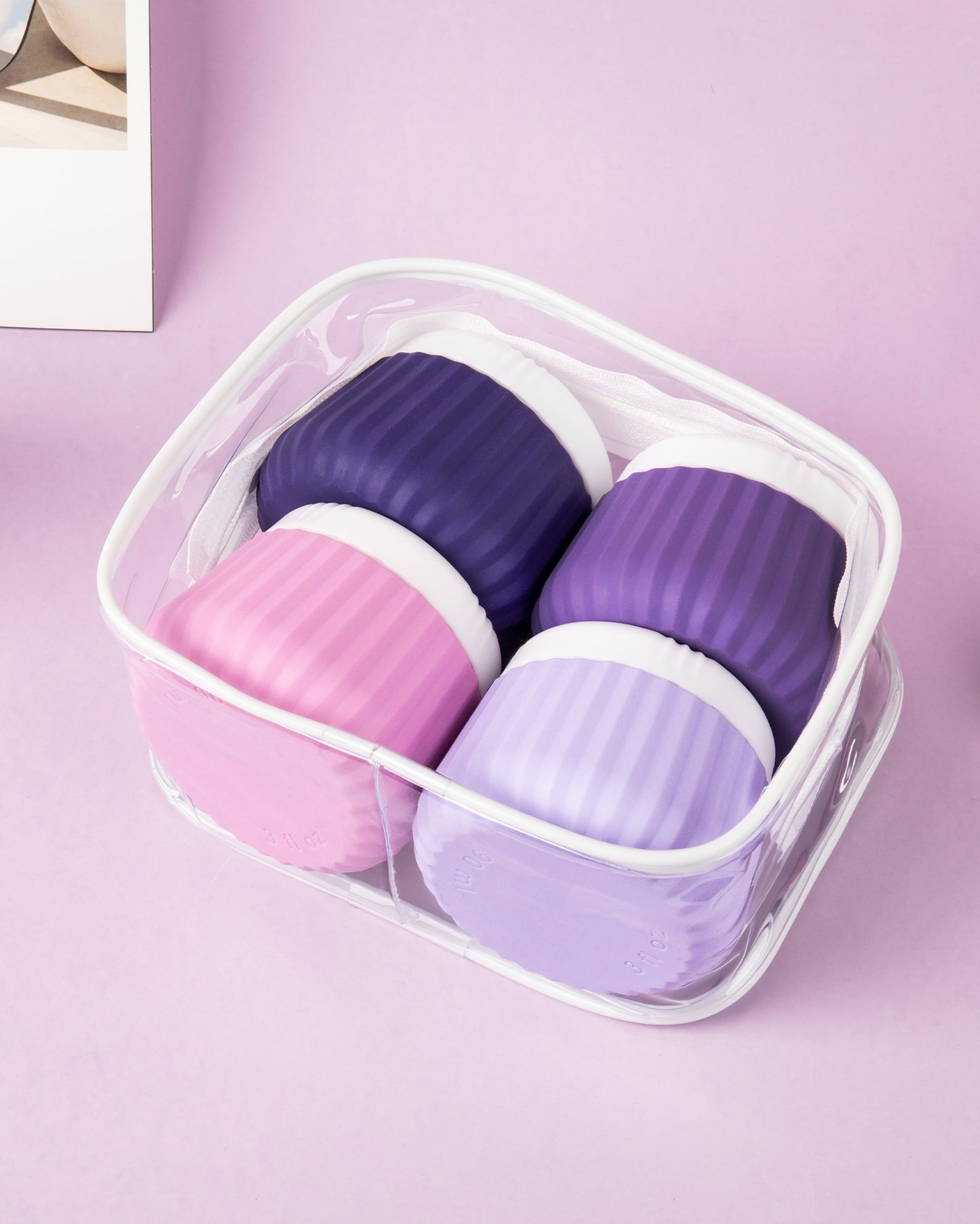 Micebay Travel Containers for Toiletries 4 Pack, TSA Approved Travel Size Toiletries, Travel Size Containers, With Clear Bag Leak Proof Silicone Jars, Travel Essentials Creams Jars Carrying Small Item