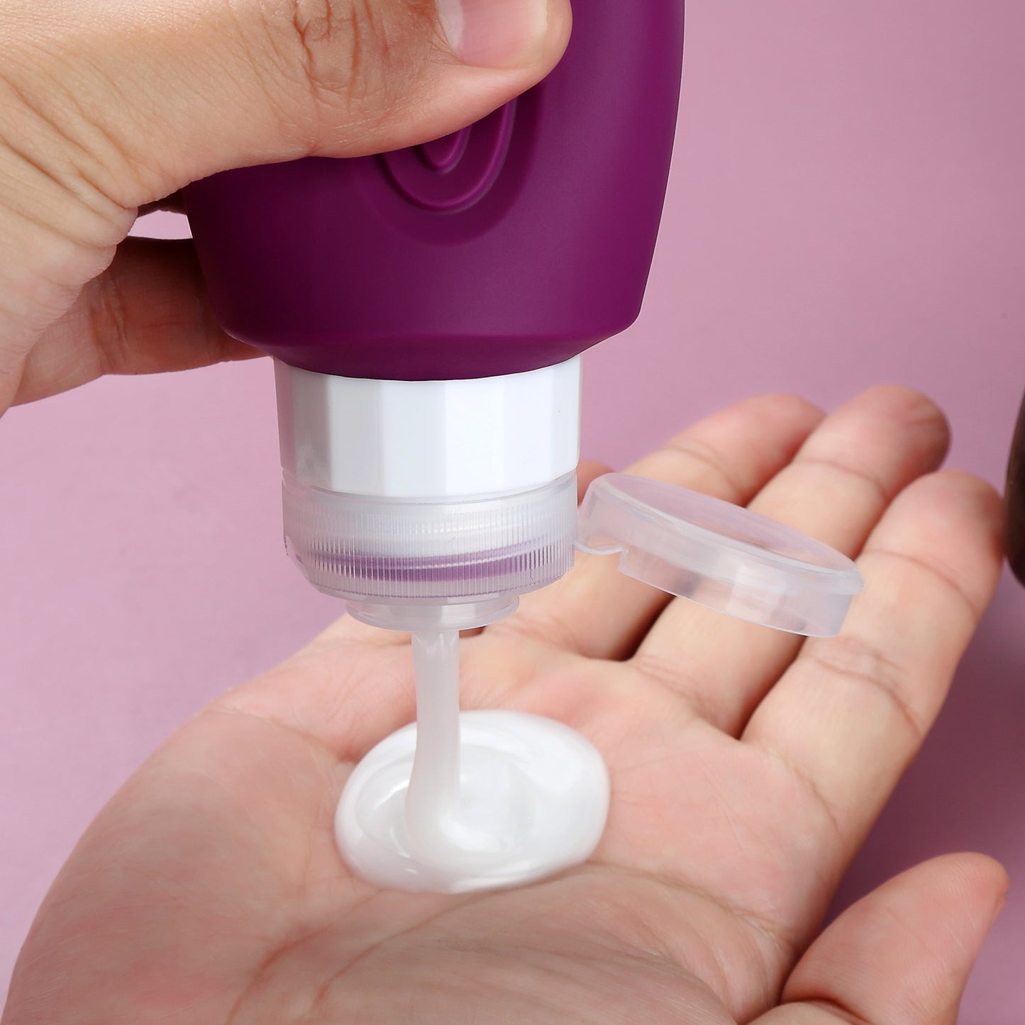 Micebay Leak-Proof 6-oz Silicone Squeezable Travel Bottles for Toiletries, Refillable Travel Size Containers, BPA Free, TSA Approved, Dark-purple, 4 Pack