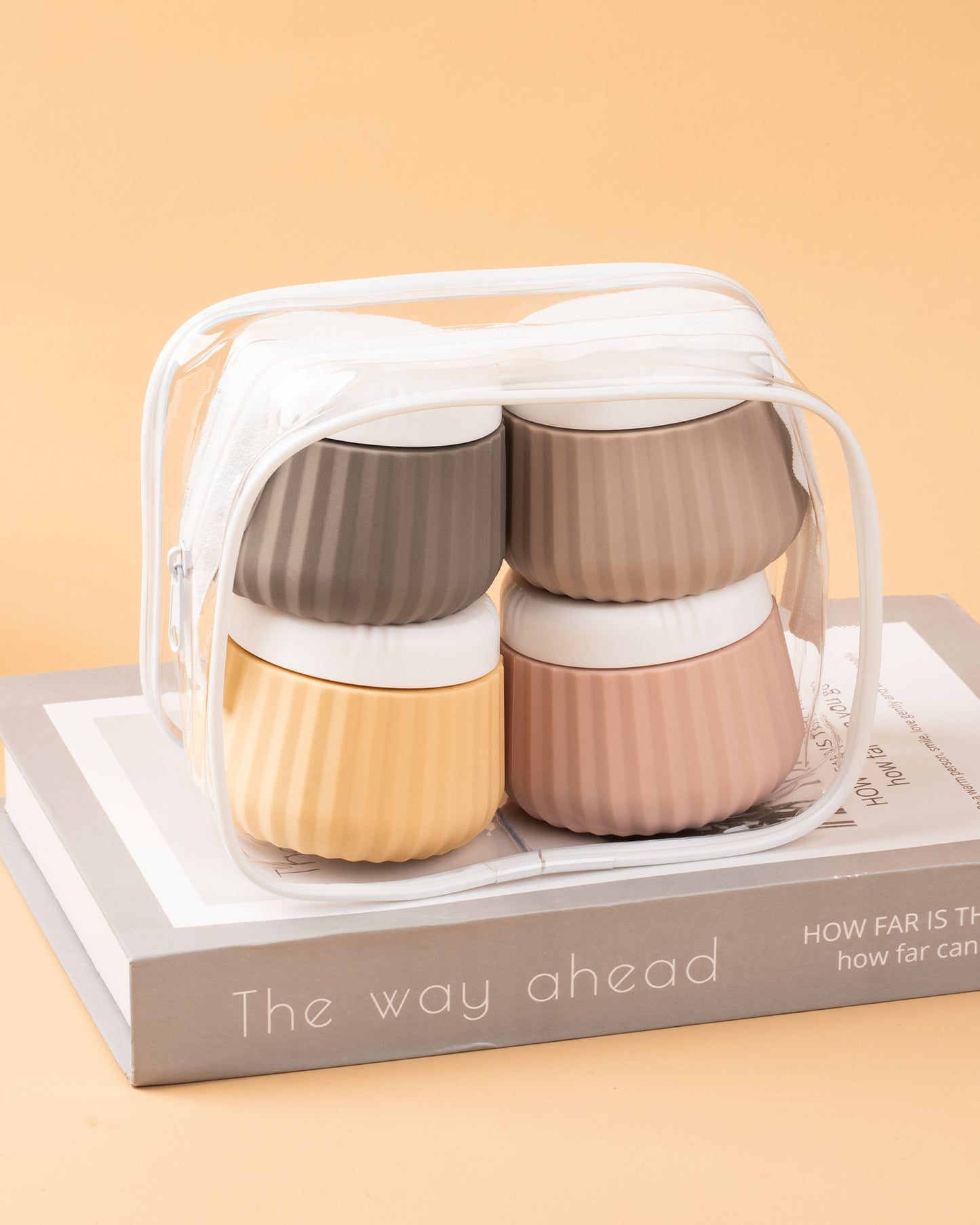 Micebay Travel Containers for Toiletries 4 Pack, TSA Approved Travel Size Toiletries, Portable Size Containers, With Clear Bag Leak Proof Silicone Jars, Essentials Creams Jars Carrying Small Items