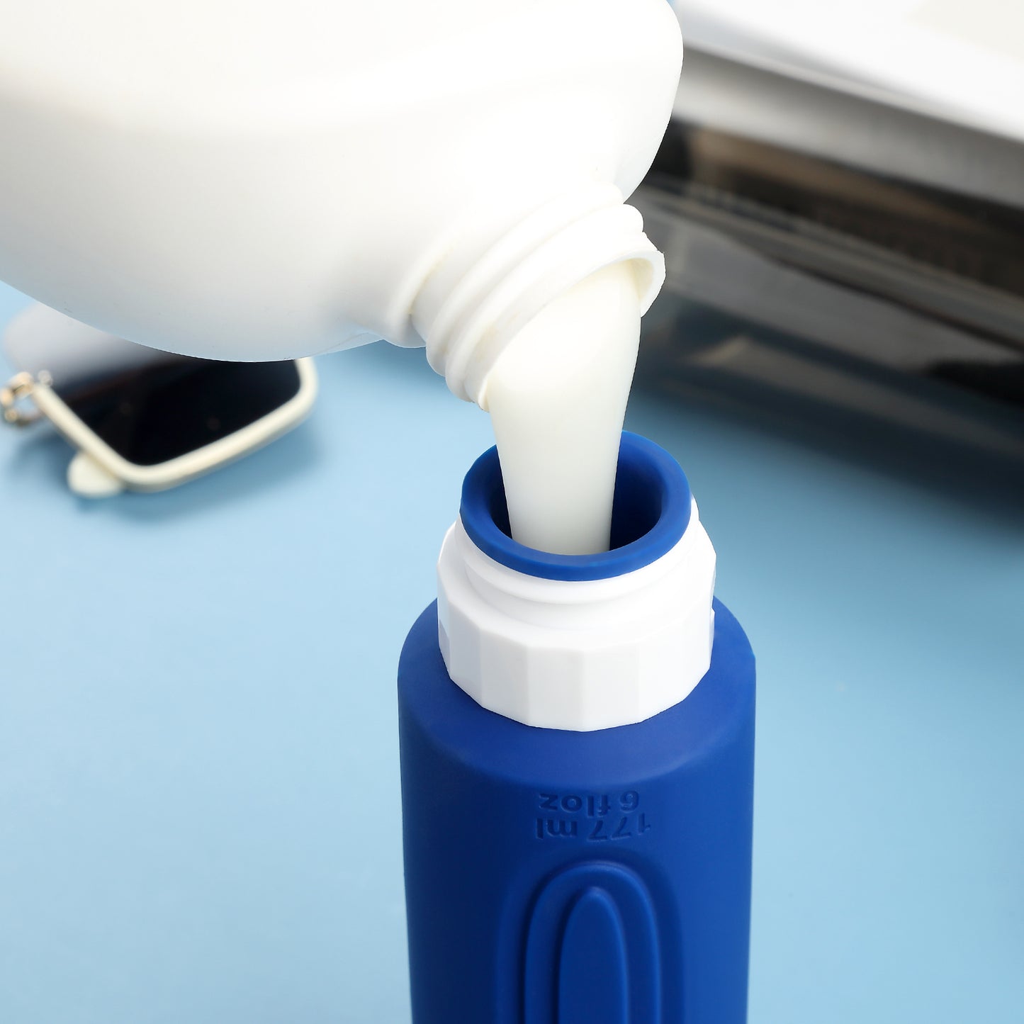 Micebay Leak-Proof 6-oz Silicone Squeezable Travel Bottles for Toiletries, Refillable Travel Size Containers, BPA Free, TSA Approved, Blue, 4 Pack