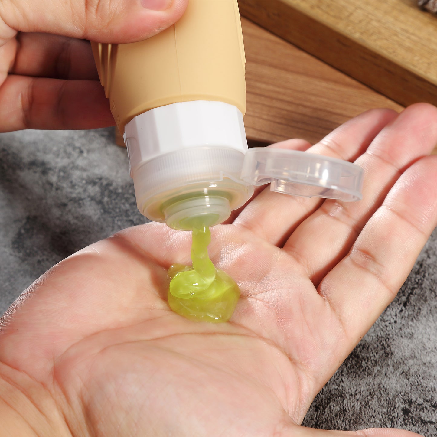 Micebay Leak-Proof 3-oz Silicone Squeezable Travel Bottles for Toiletries, Refillable Travel Size Containers, BPA Free, TSA Approved, Apricot, 4 Pack